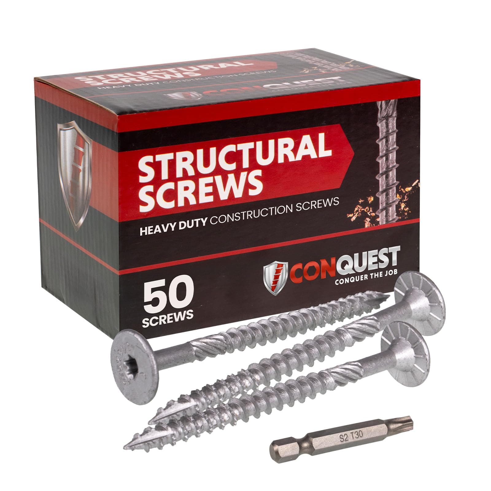 Conquest 0.275” x 3-½" T-30 Star Drive Structural Screws ICC Certified ESR-4613 (Pack of 50)