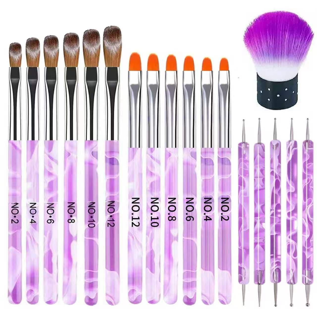 19PCS Nail Art Brush Set, Gel & Acrylic Nail Brushes Kit