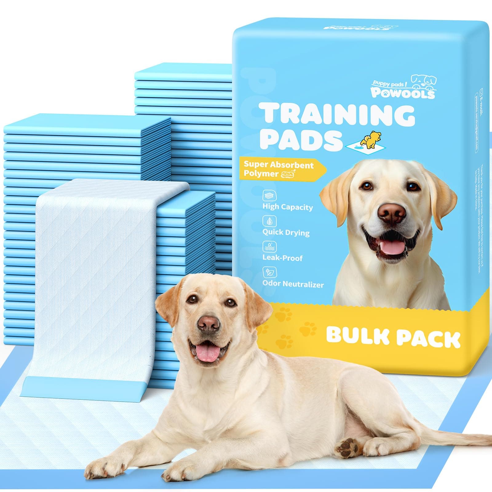 Powools Puppy Pads for Dogs, 34 x 28 in, 6-Layer, Leak-Proof, 100-Pack