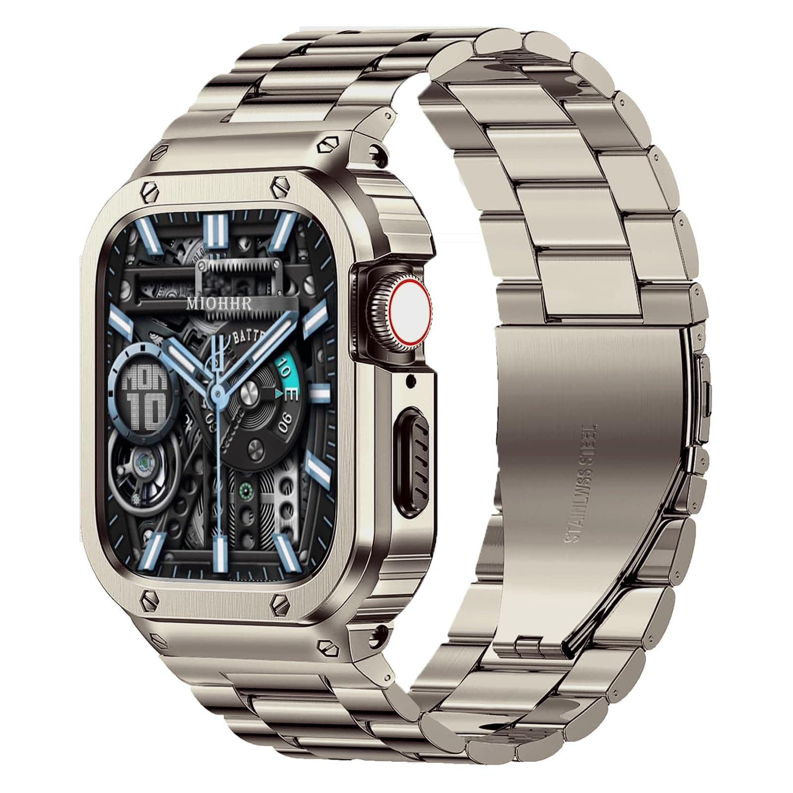 MioHHR Stainless Steel Band and Case for Apple Watch 44/42mm(Series 3 2 1)