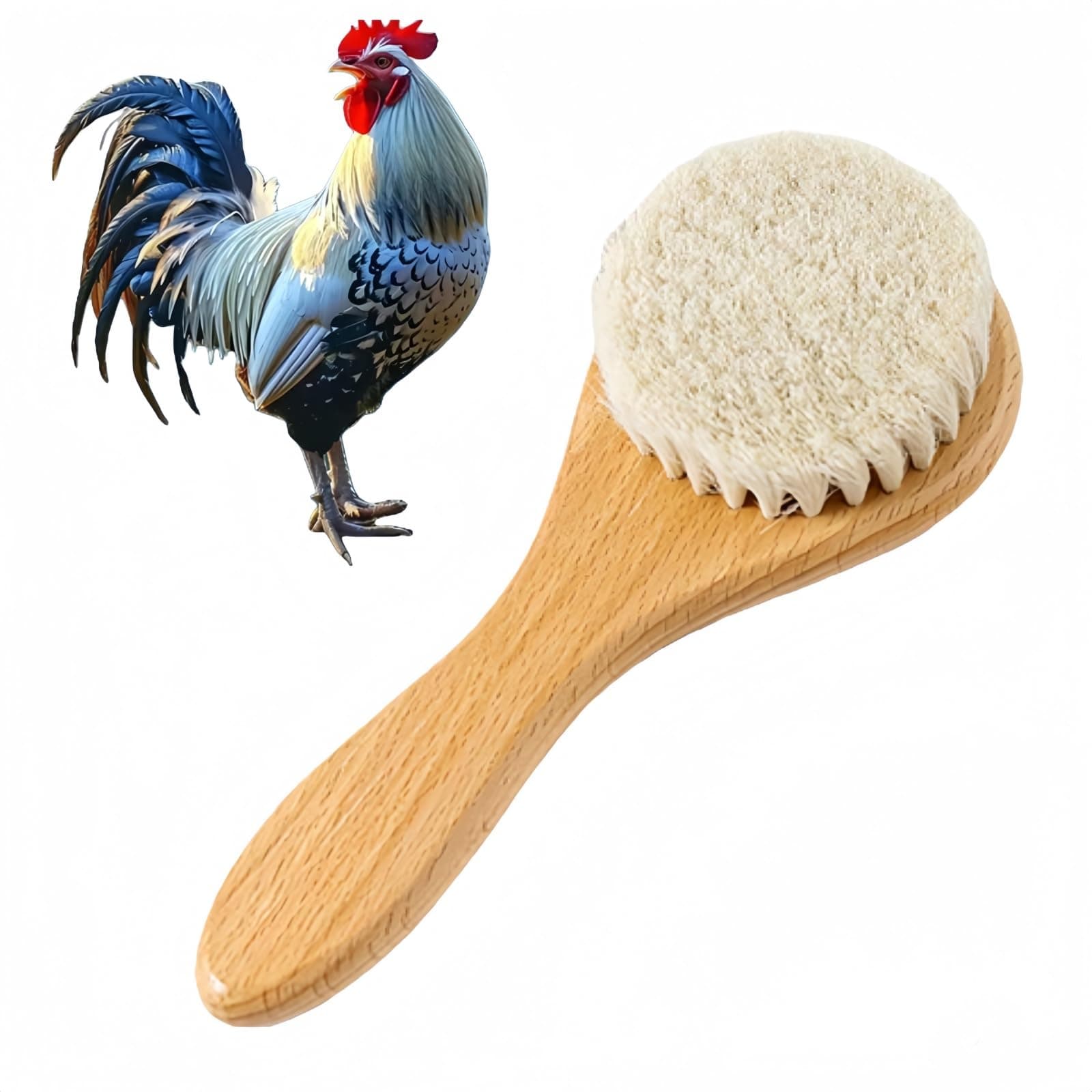 Chicken Feather Brush,Extra Soft wool Pet Brush with Wood Handle,suitable for Dog Chicken Cat Hamsters Guinea Pigs Rabbits and Small Animal Grooming and Bath Care