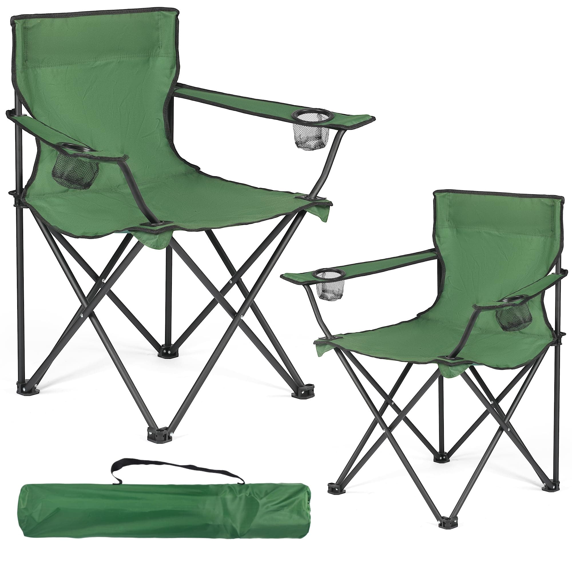 WEIDIORME 2 Pack Lightweight Camping Chairs for Adults & Teens, Capacity Foldable Portable Chairs with Carry Bag, Compact Design for Camping, Beach, Picnics, and Outdoor Events