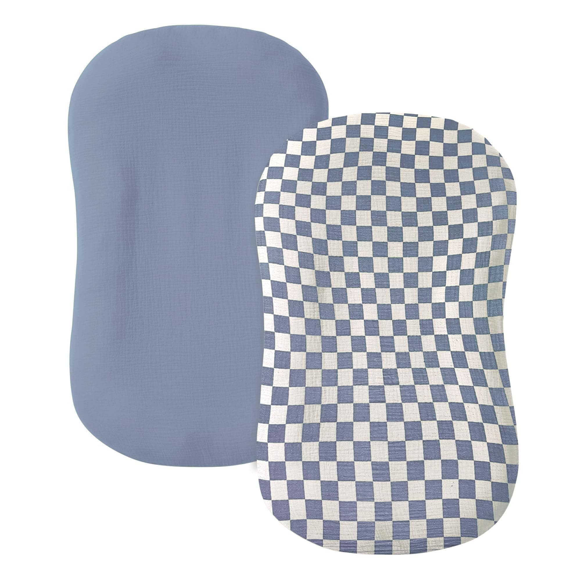 guruixu Muslin Baby Lounger Cover 2 Pack, 100% Cotton Infant Lounger Cover, Soft & Breathable Replacement Slipcover, Compatible with Snuggle Me Newborn Lounger (Tradewinds,Tradewinds Check)
