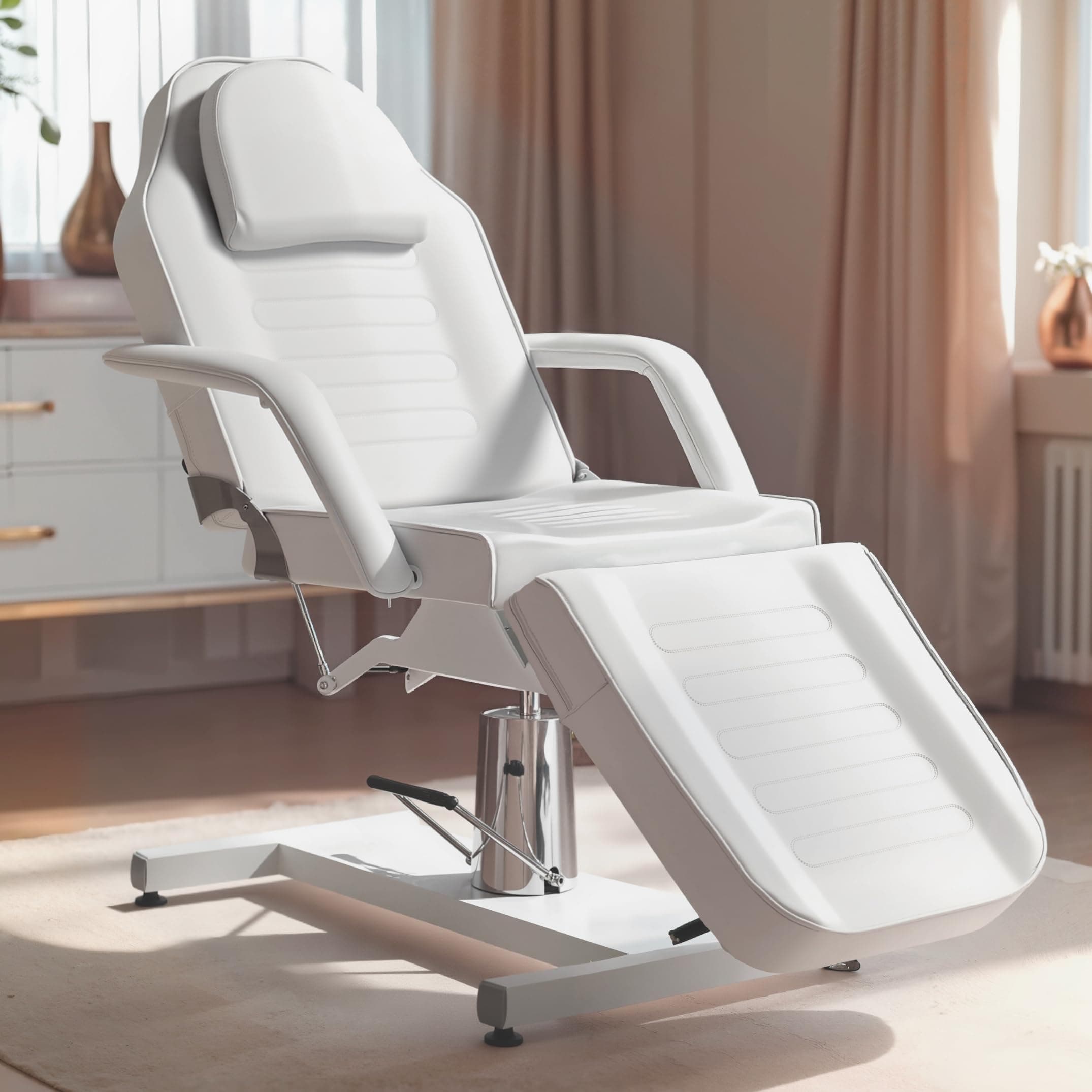 TATARTIST Hydraulic Facial Chair Esthetician Bed Portable Massage Table Professional Spa Chairs 360° Rotate Beauty Salon Medical Tattoo Chair (White)