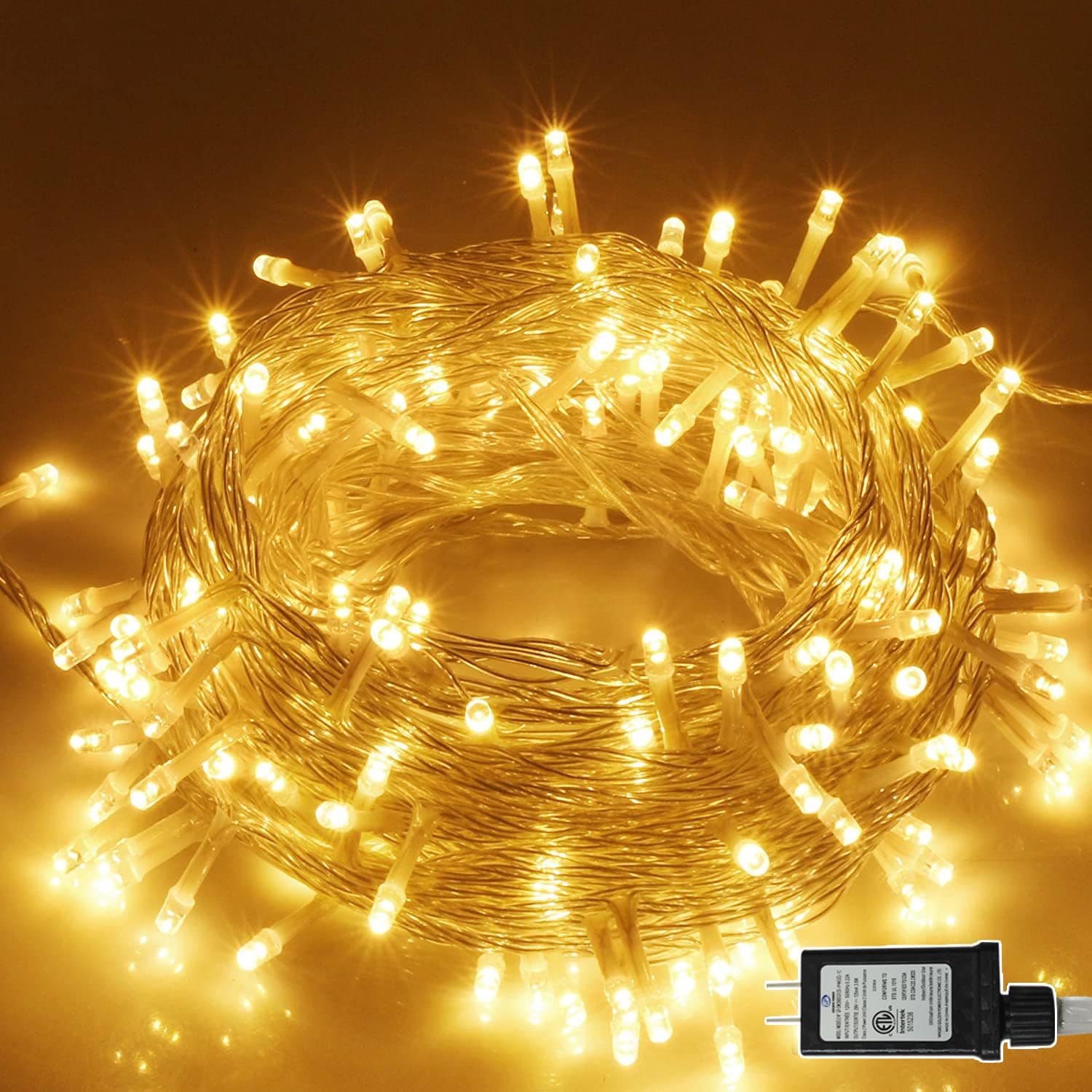 Christmas String Lights, 33FT 100 LEDs Indoor Outdoor Fairy Lights 8 Flashing Modes with End-to-End Plug, Waterproof Fairy Lights for Bedroom Wall Wedding Party Decorations - (Warm White)
