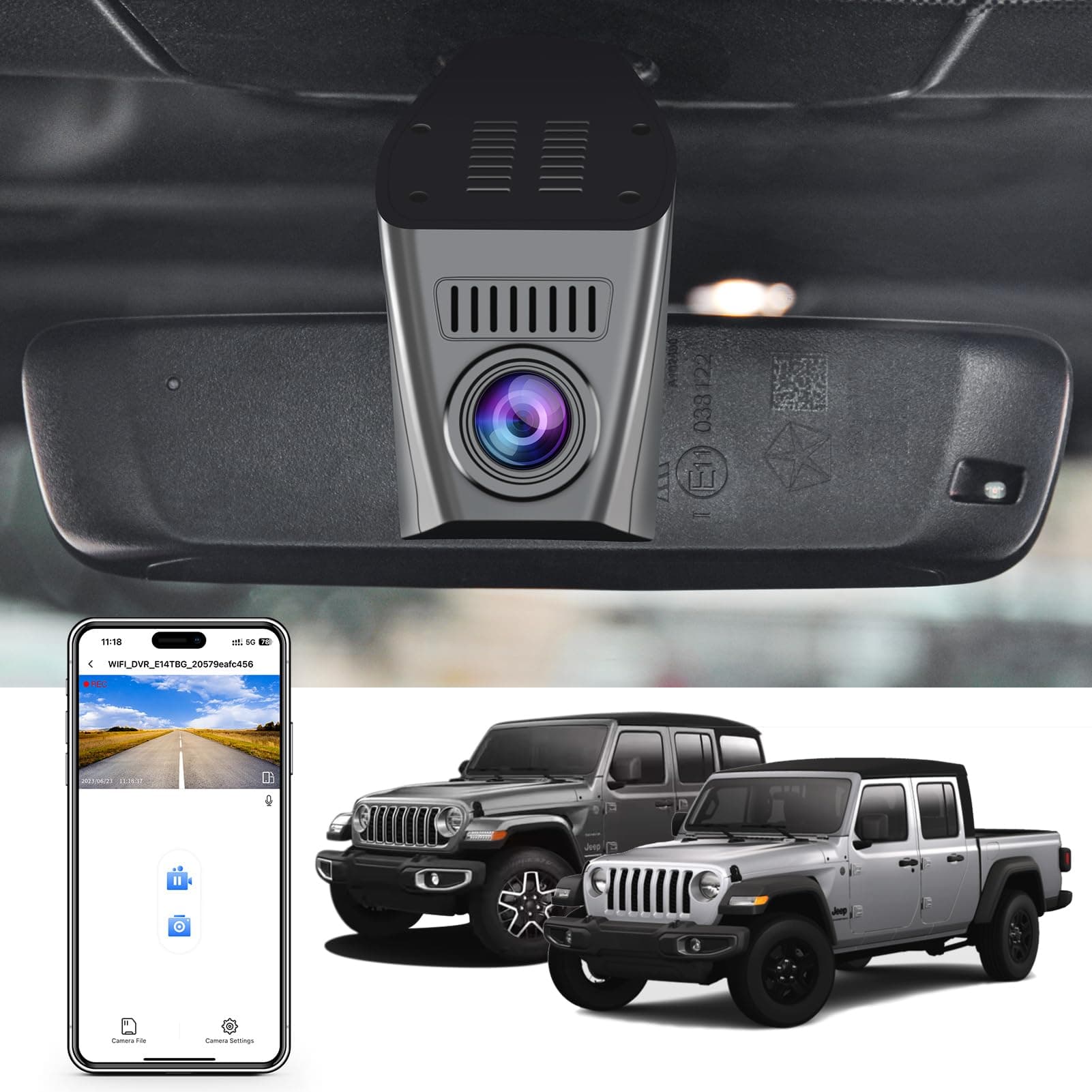 Mangoal 4K Dash Cam for Jeep Gladiator JT 2020-2023 & Wrangler JL 2018-2023