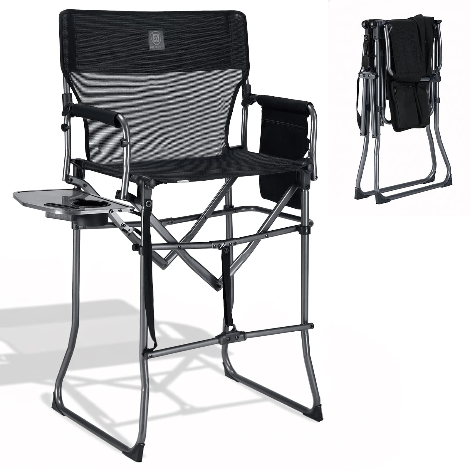 EVER ADVANCED Portable 30.7" Seat Height Tall Camping Directors Chair