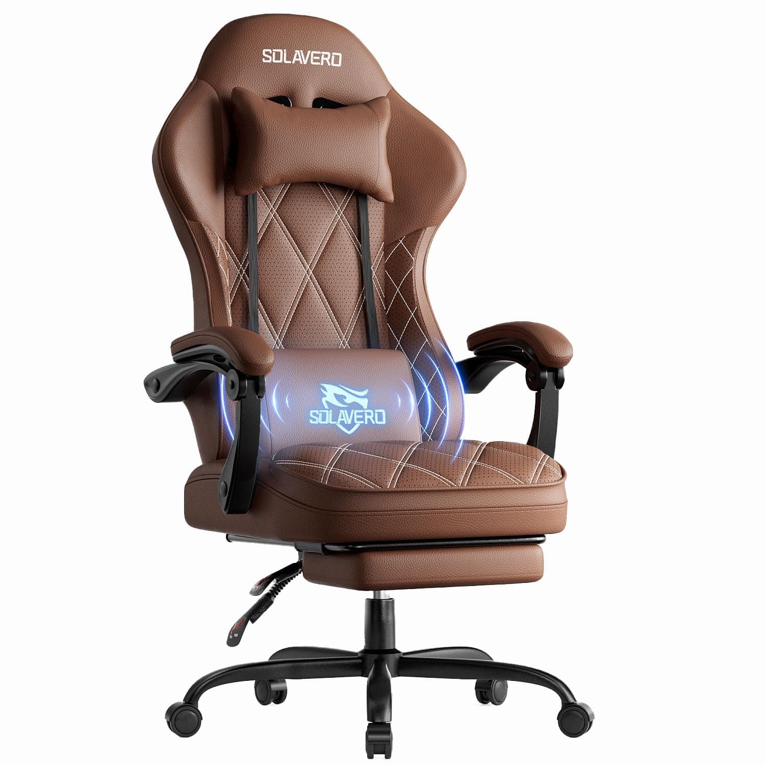 SOLAVERO Gaming Chair with Massage Lumbar Support for Adults