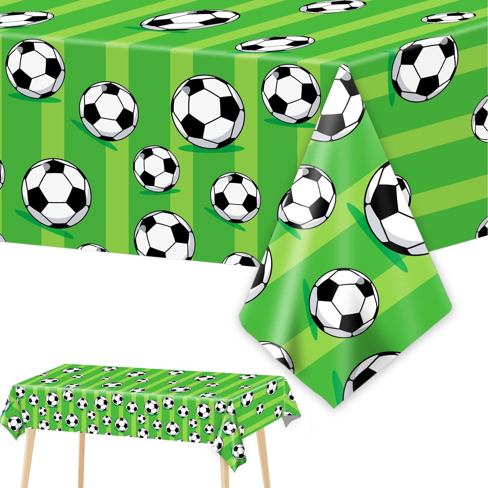 Wiooffen 3 Pcs Soccer Party Tablecloth Soccer Birthday Plastic Tablecloths Disposable World Cup Table Cover Party Decorations Sports Table Cloth Themed Party Supplies Favors, 54 x 108 Inches
