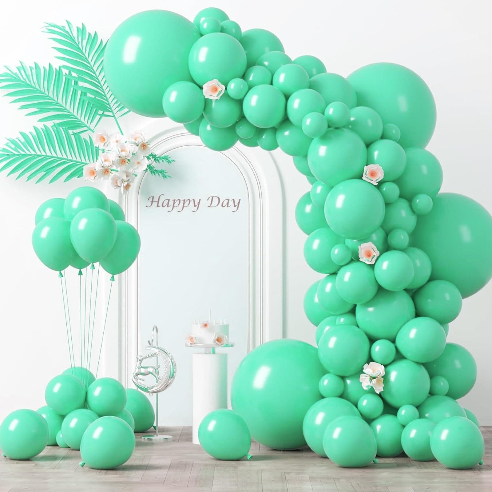 Voircoloria 130pcs Teal Balloons Garland Arch Kit, 18 12 10 5 Inch