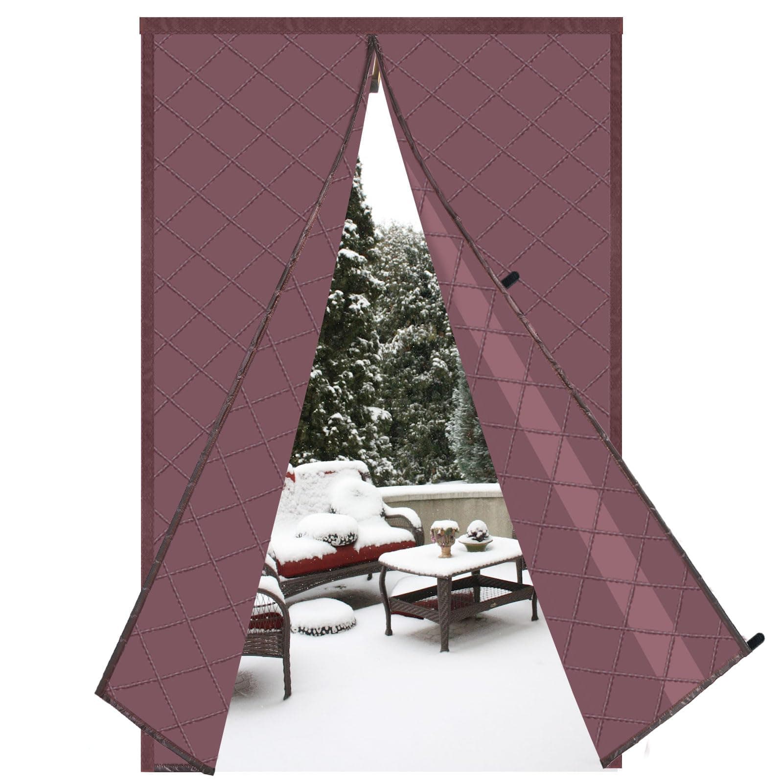 Risareyi Magnetic Thermal Insulated Door Curtain 86x86inch, Coffee Oxford Filling with Thicker Polyester, Patio Door Insulation for Winter Cold Protection, Doorway Cover