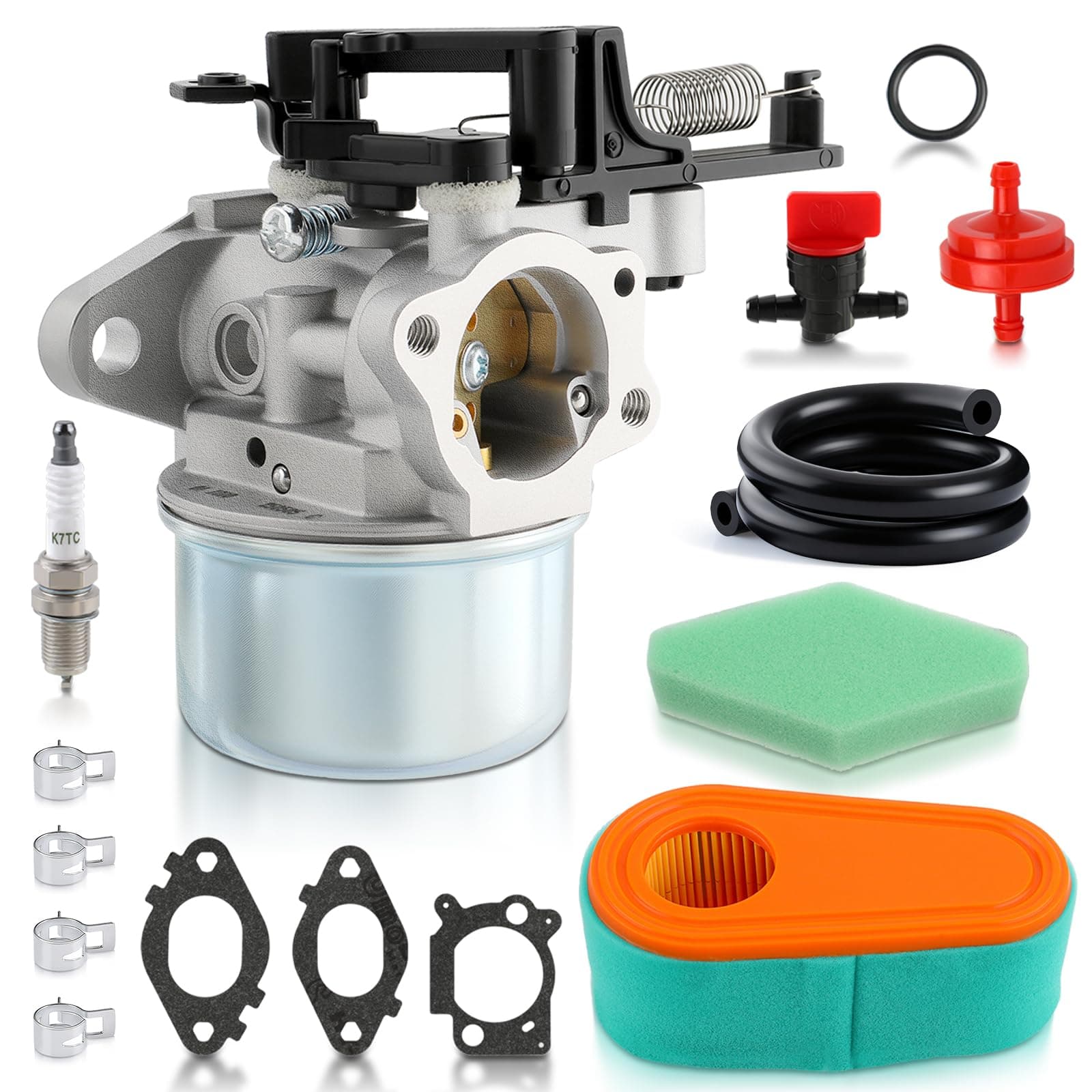 AUTOKAY 591137 593599 595390 594287 799248 799154 carb Carburetor Fits for Briggs Stratton Replaces 590948 775EX Thermostat Choke Lawn Mower Pressure Washer (591137 & Filter)