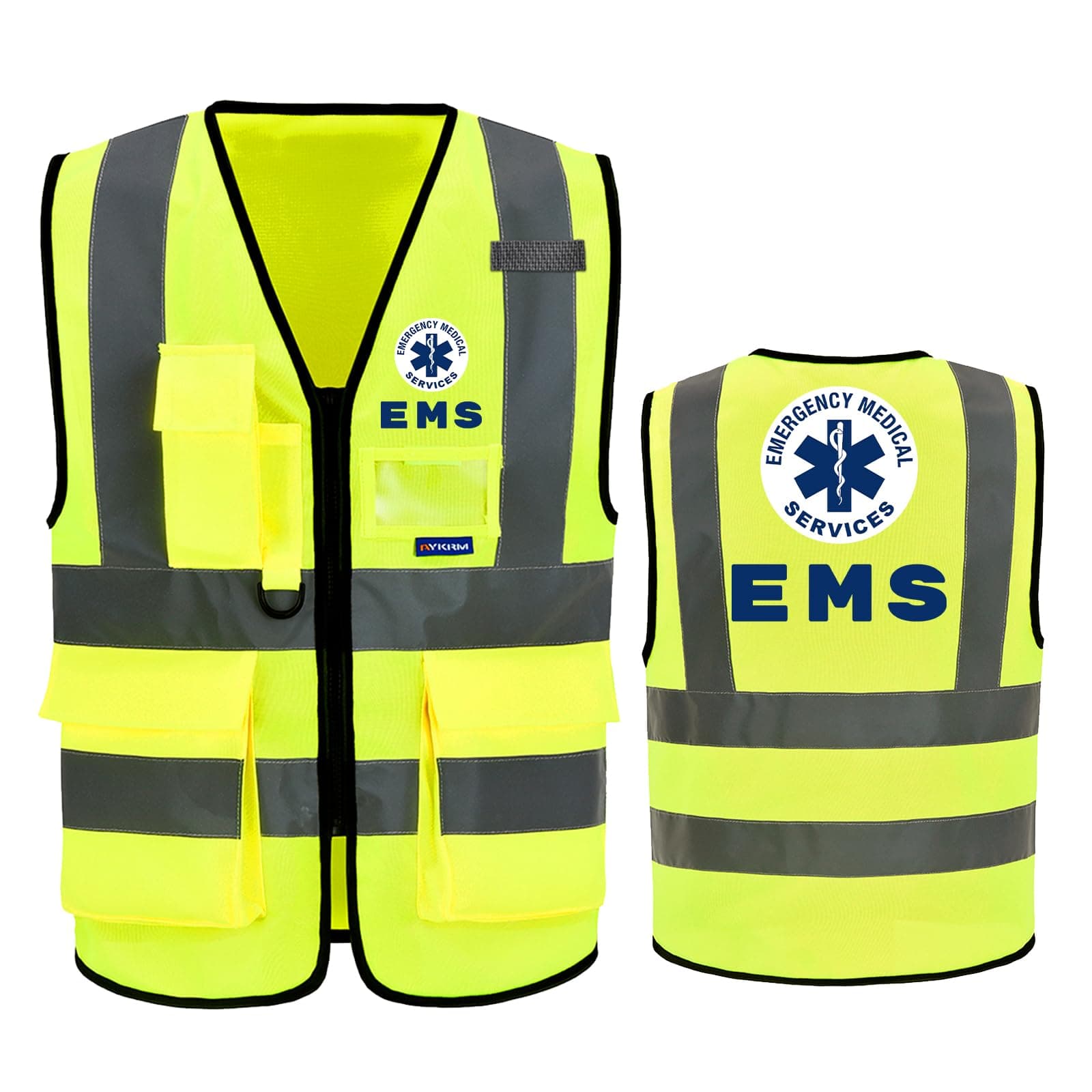 Reflective Security Safety Vests Heavy Duty with 7 Pockets and Front Zipper, Yellow-ems, 8X-Large