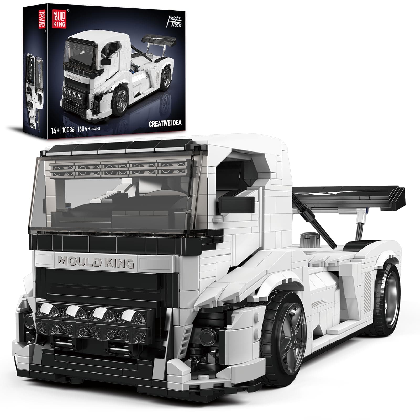 Mould King 10036 Tractor Truck Building Set, MOC City Semi Truck Building Blocks Set to Build, Gift for Age 14+/Adult Collections Enthusiasts (1604+ Pieces, Static Version)
