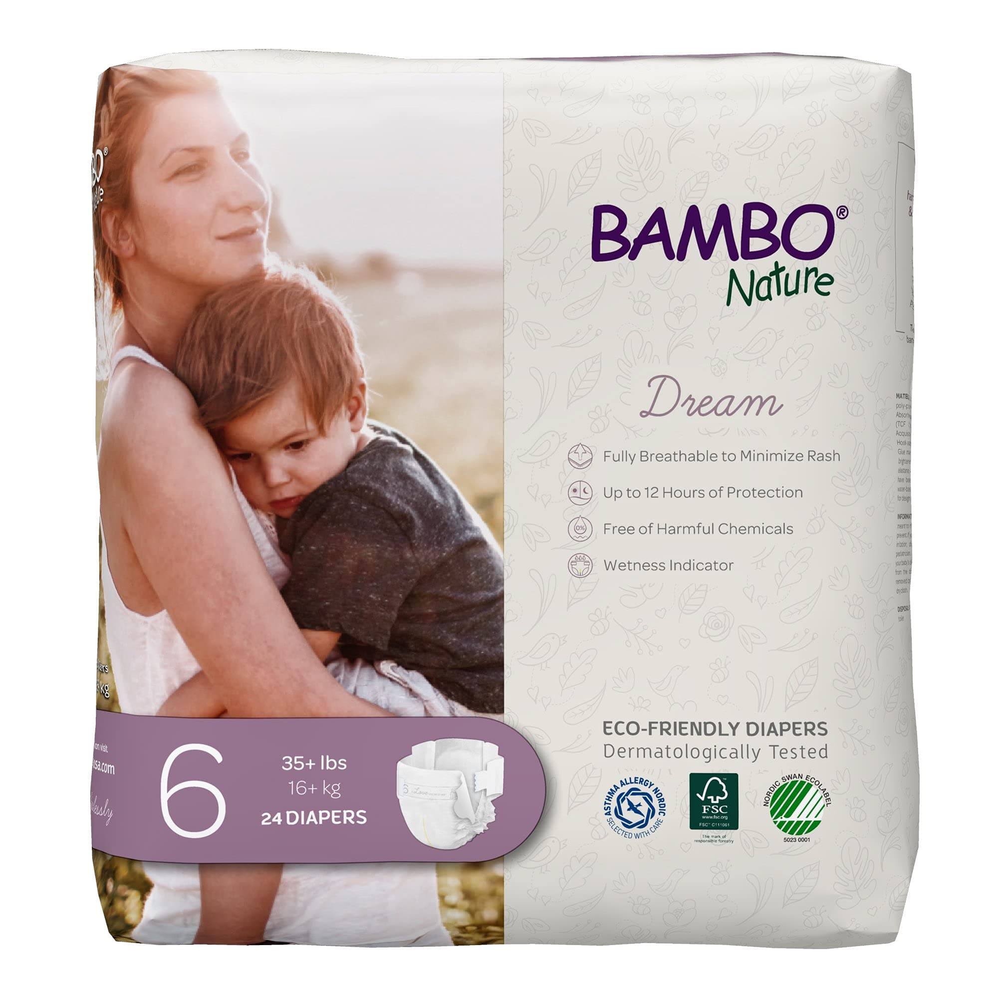 Bambo Nature Premium Eco-Friendly Baby Diapers (Sizes 1 to 6 Available), Size 6, 72 Count