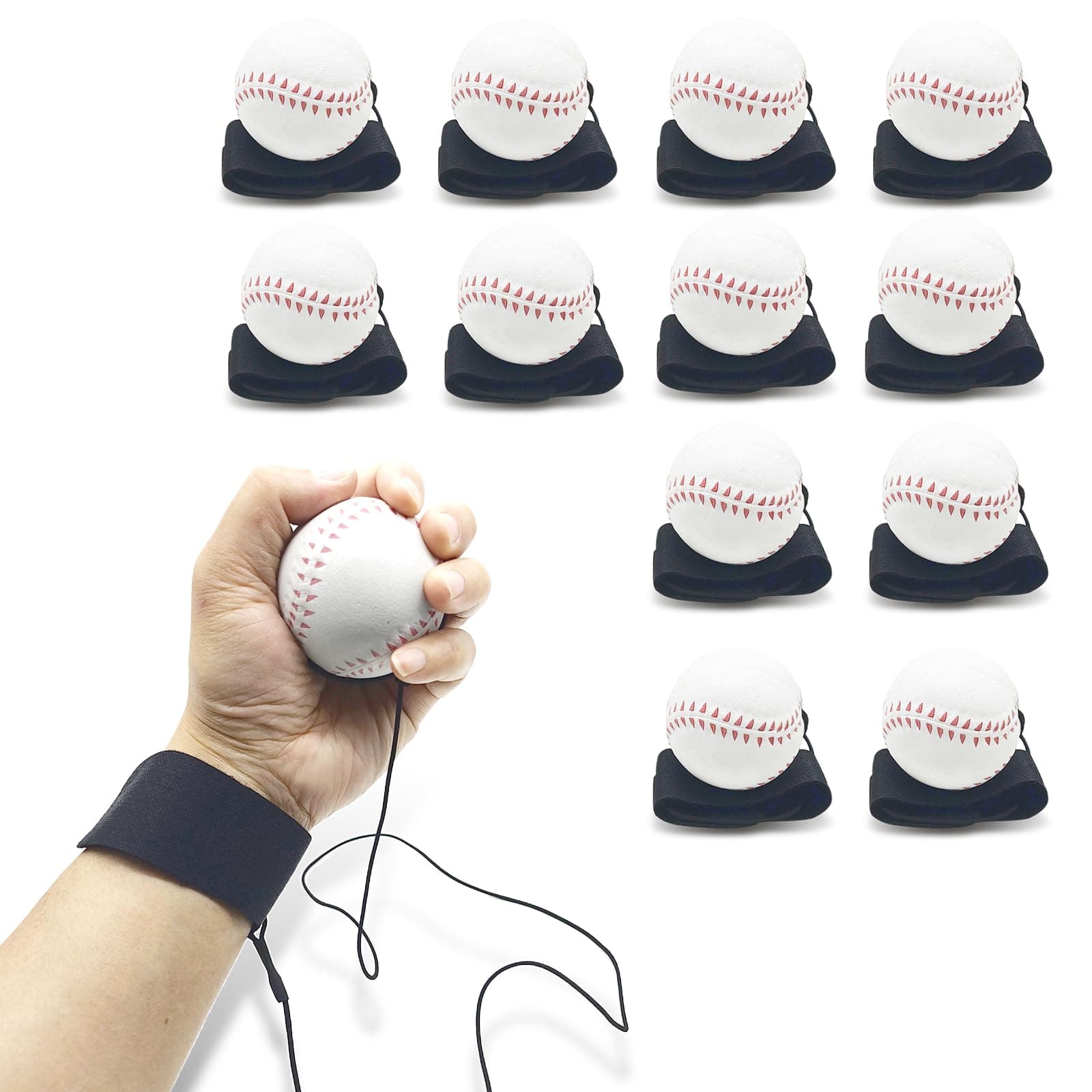 ZUYEE 4/8/16 Pack 2.36 inch Wrist Return Balls Baseballs on a String with Wristband - for Kids, Teens & Adults - Fun Sports Gift for Wrist Exercise Hand-Eye Coordination & Rebound Practice