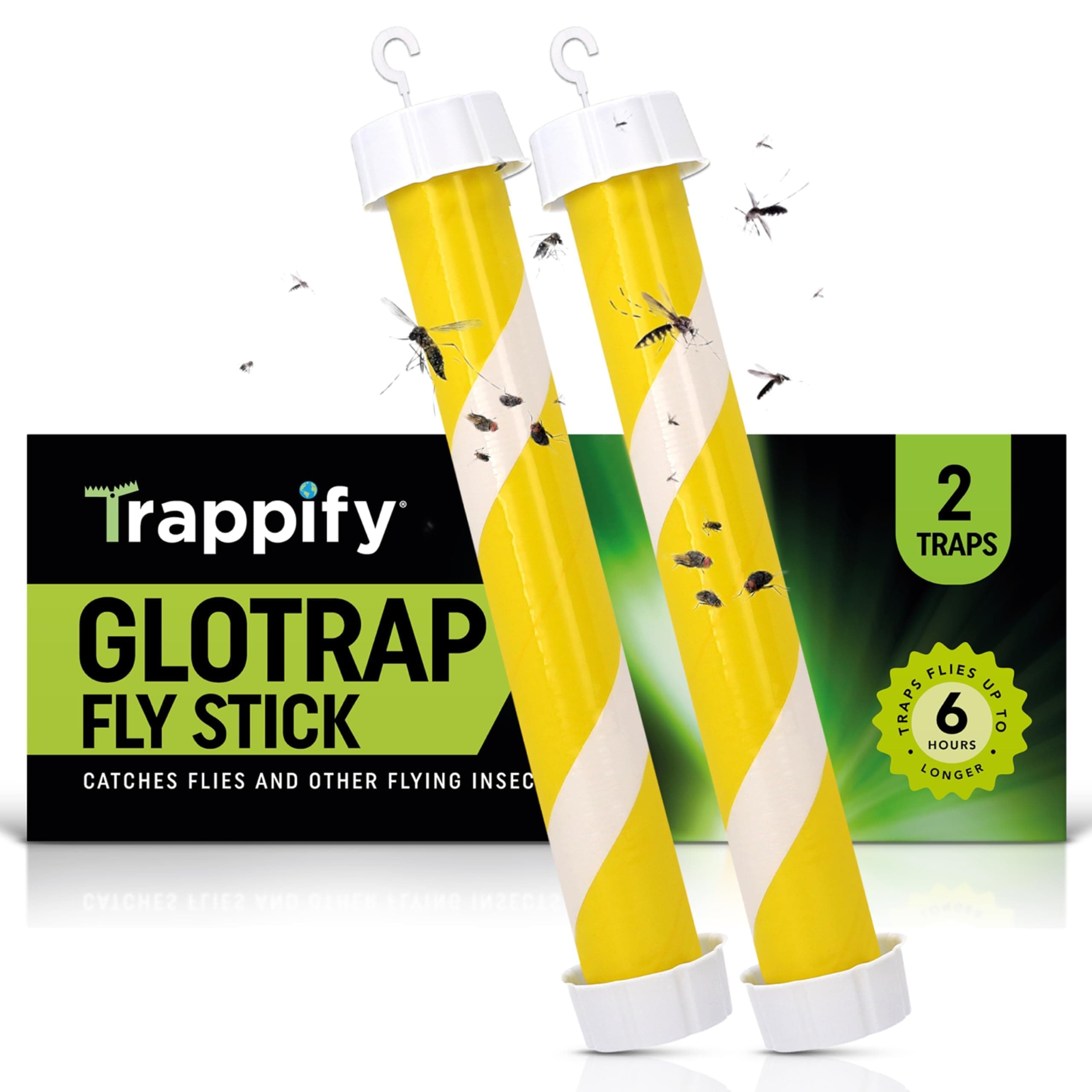 Trappify GloTrap Fly Stick Outdoor Sticky Fruit Fly Trap for Indoor 8 Pack