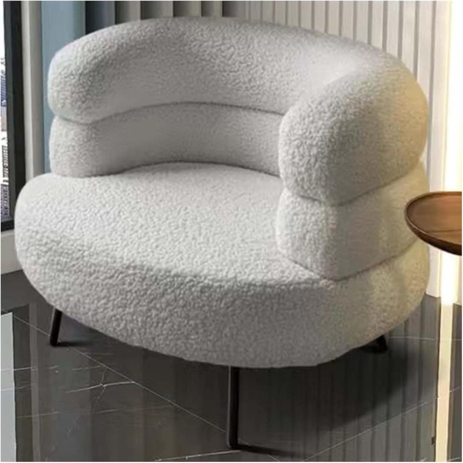10PCS Modern Accent Chair, Single Cuddly Sherpa Reading Couch Chair Lazy Sofa Accent Chair, Curved Design backrest for Living Room Bedroom Salon Office (Grey) 10PCS
