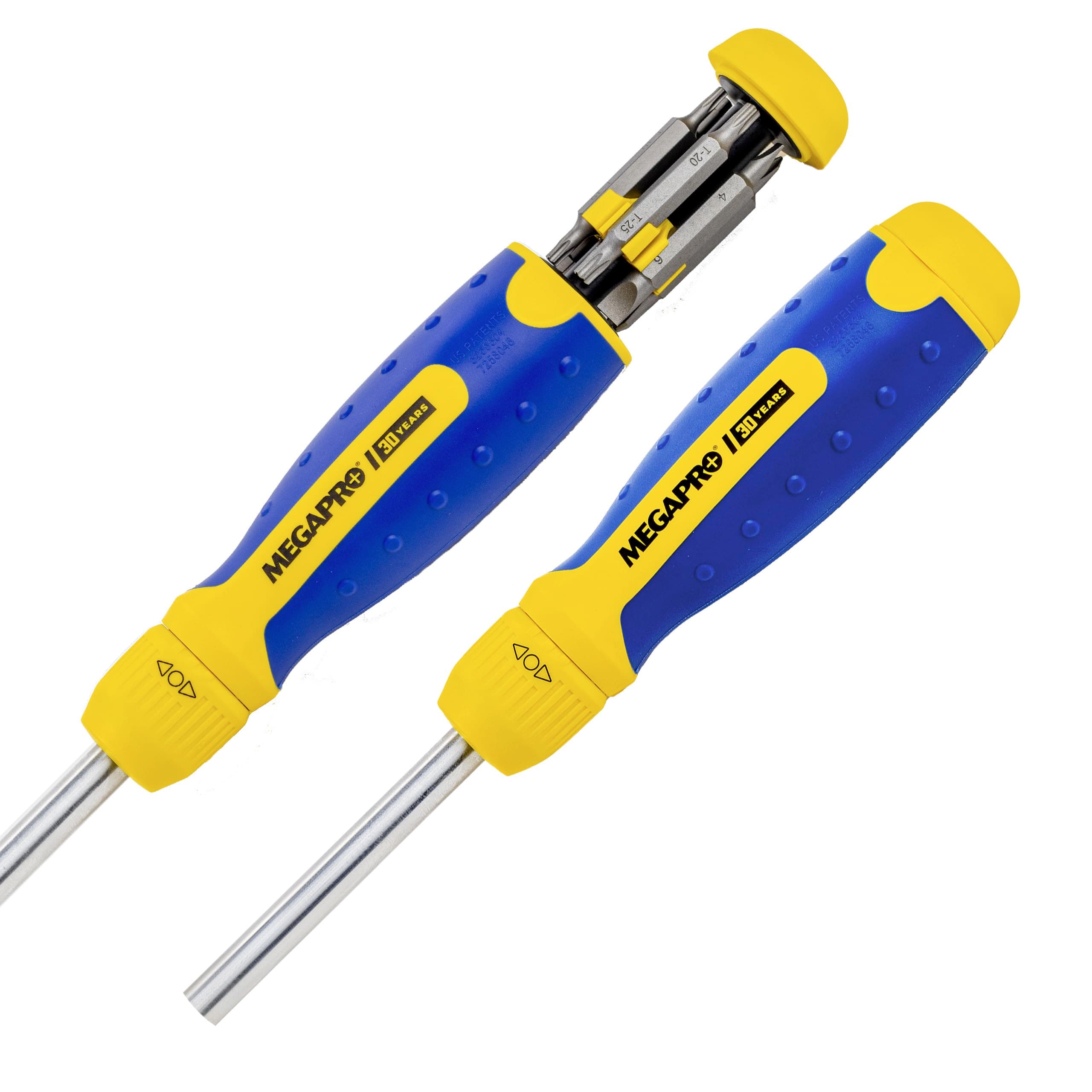 Megapro 13 in 1 Multi Bit Ratchet Screwdriver with Hex Shaft for Phillips Flat Flat Square Screwdriver Retractable Cartridge Multiple Screwdriver Yellow