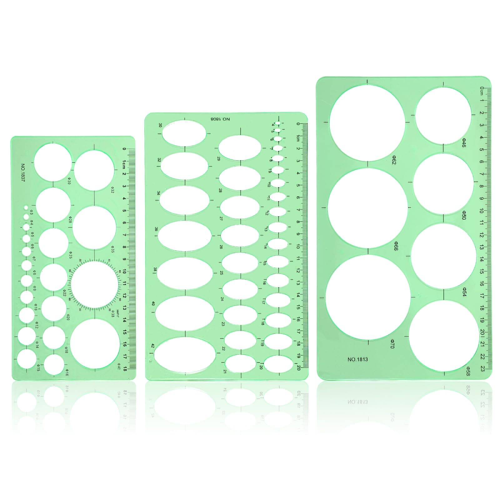 Circle Stencil, 3PCS Plastic Circle Template for Drawing, Circles Ruler, Circles Maker with Multiple Sizes for Office Art Design