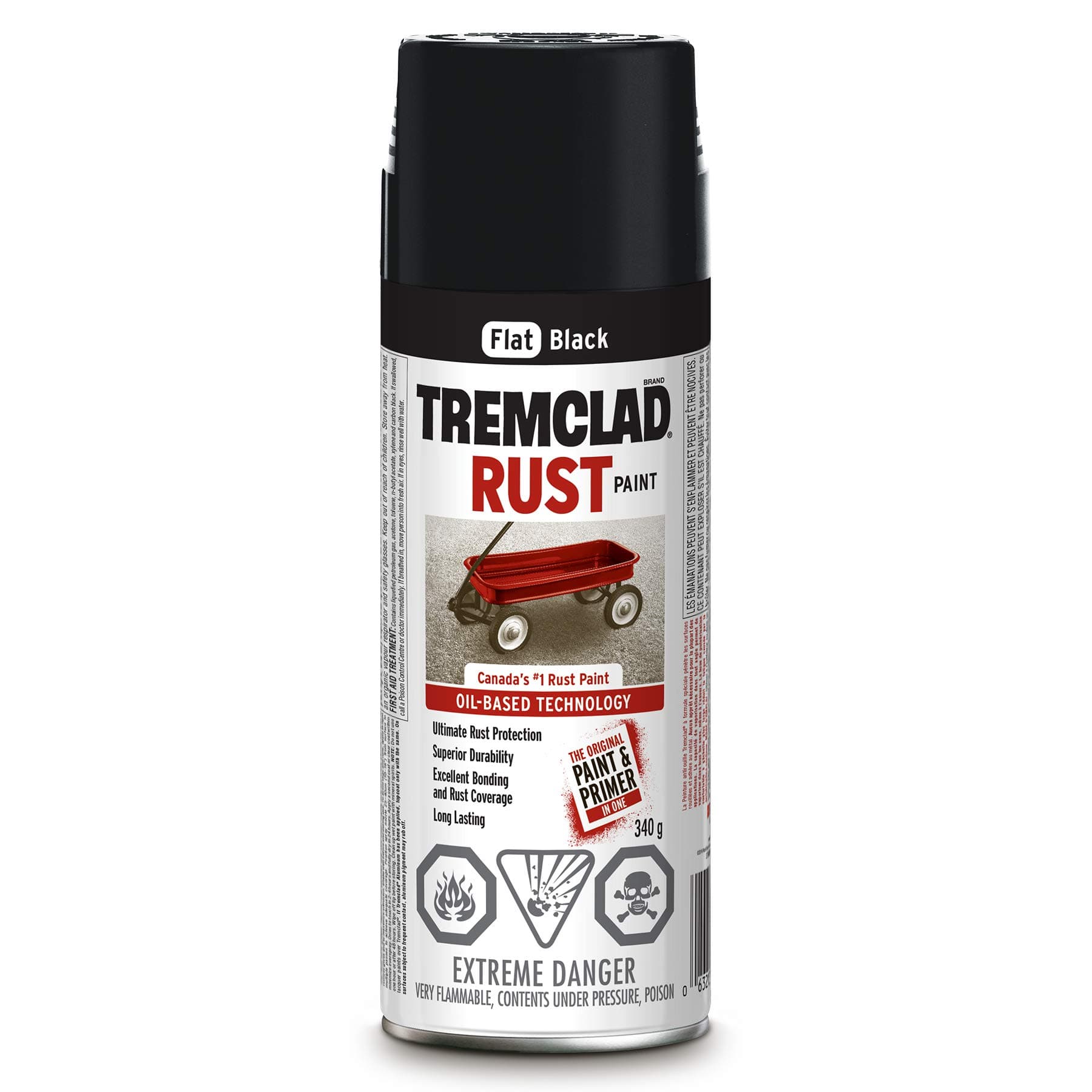 Tremclad - Oil Based Rust paint in Flat black 340g