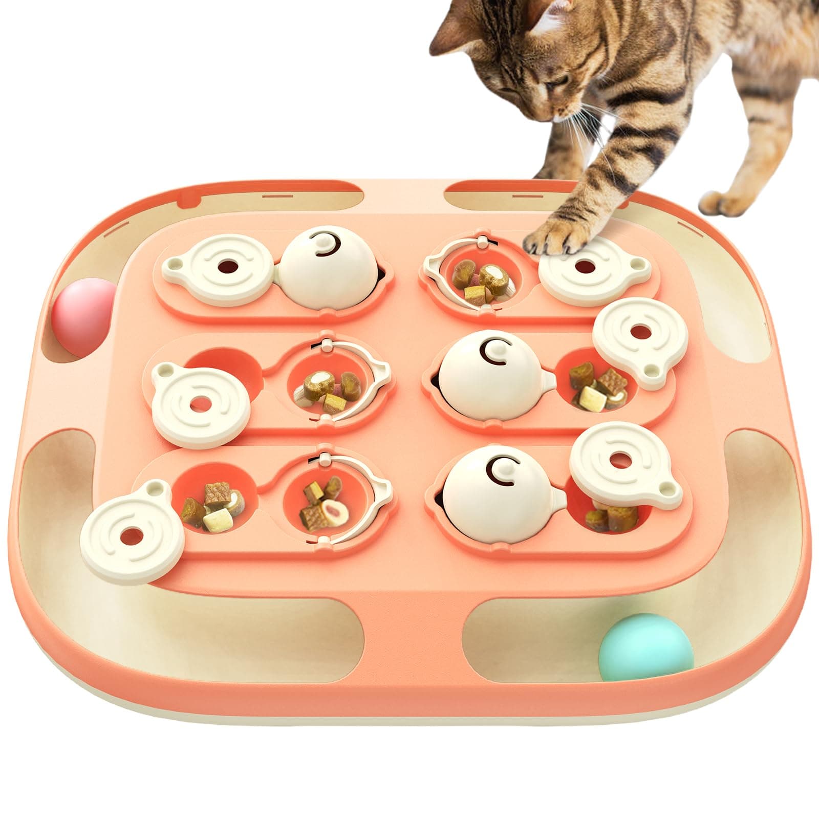 KADTC 2-in-1 Cat Puzzle Toy & Track Balls, Interactive Slow Feeder for Cats