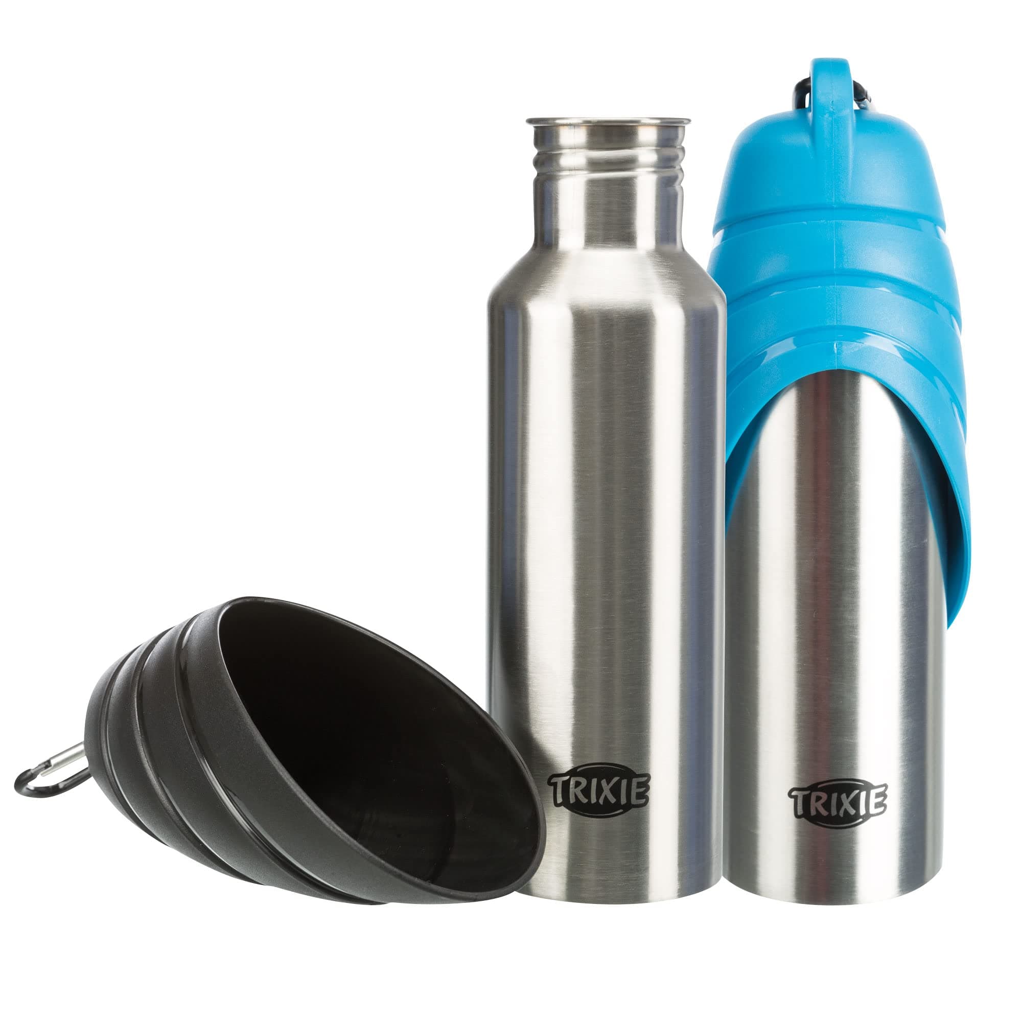 Trixie Bottle with bowl, stainless steel/plastic (Assorted Color)