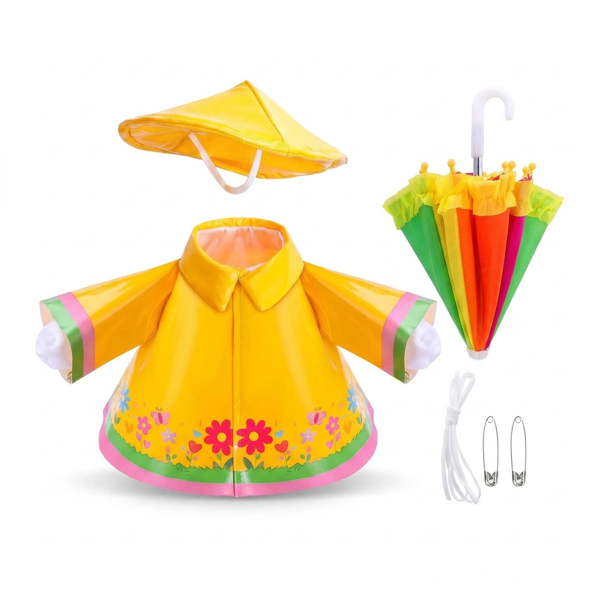 23 Inch Porch Goose Raincoat Outfit Set with Umbrella & Hat, Goose Clothe