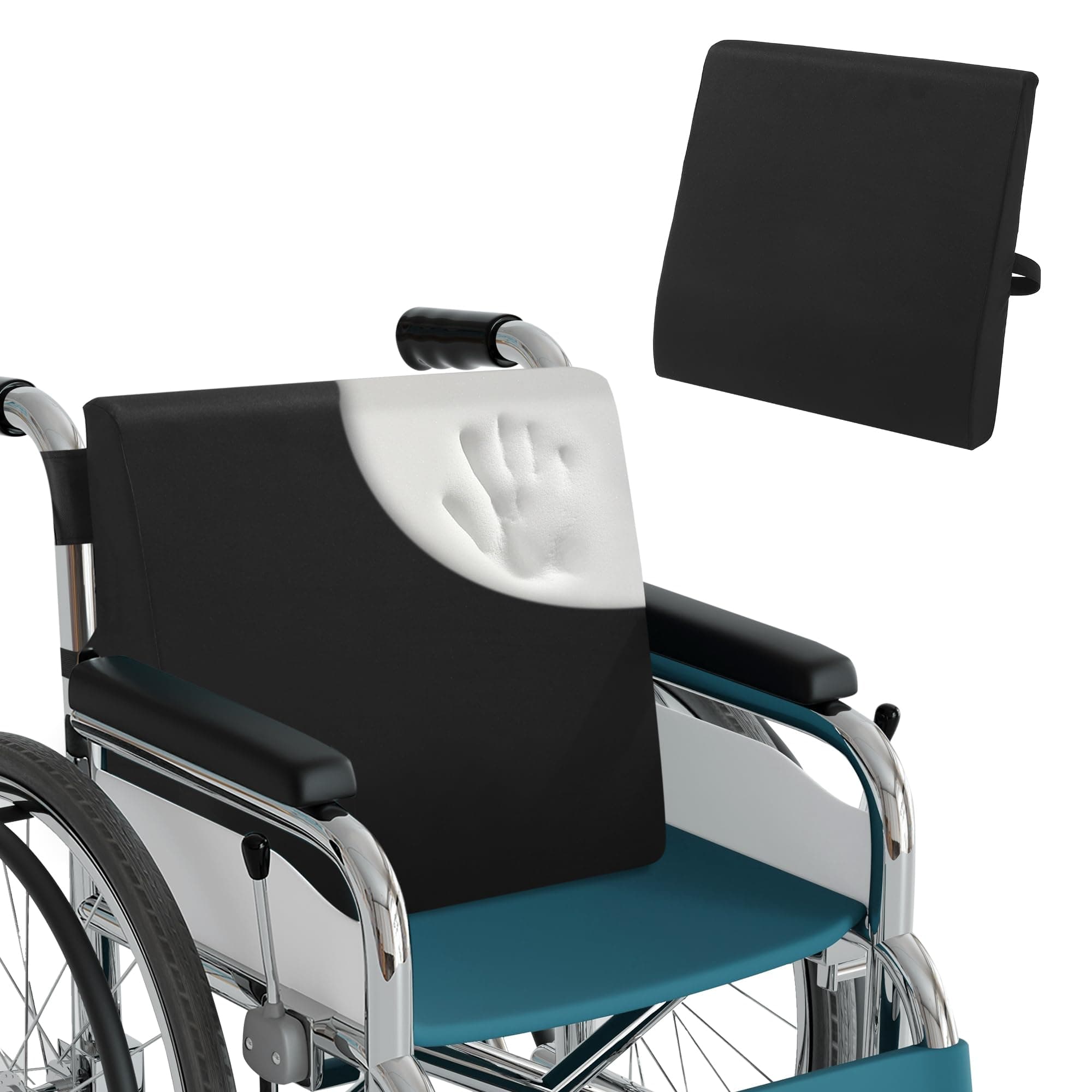 BALAPET Wheelchair Back Cushion,3.5’‘ Thick Wheelchair Cushions Ergonomic Design Foam Support Lumbar Pillow for Long Sitting Reduce Back Pressure Essential Wheelchair Accessory