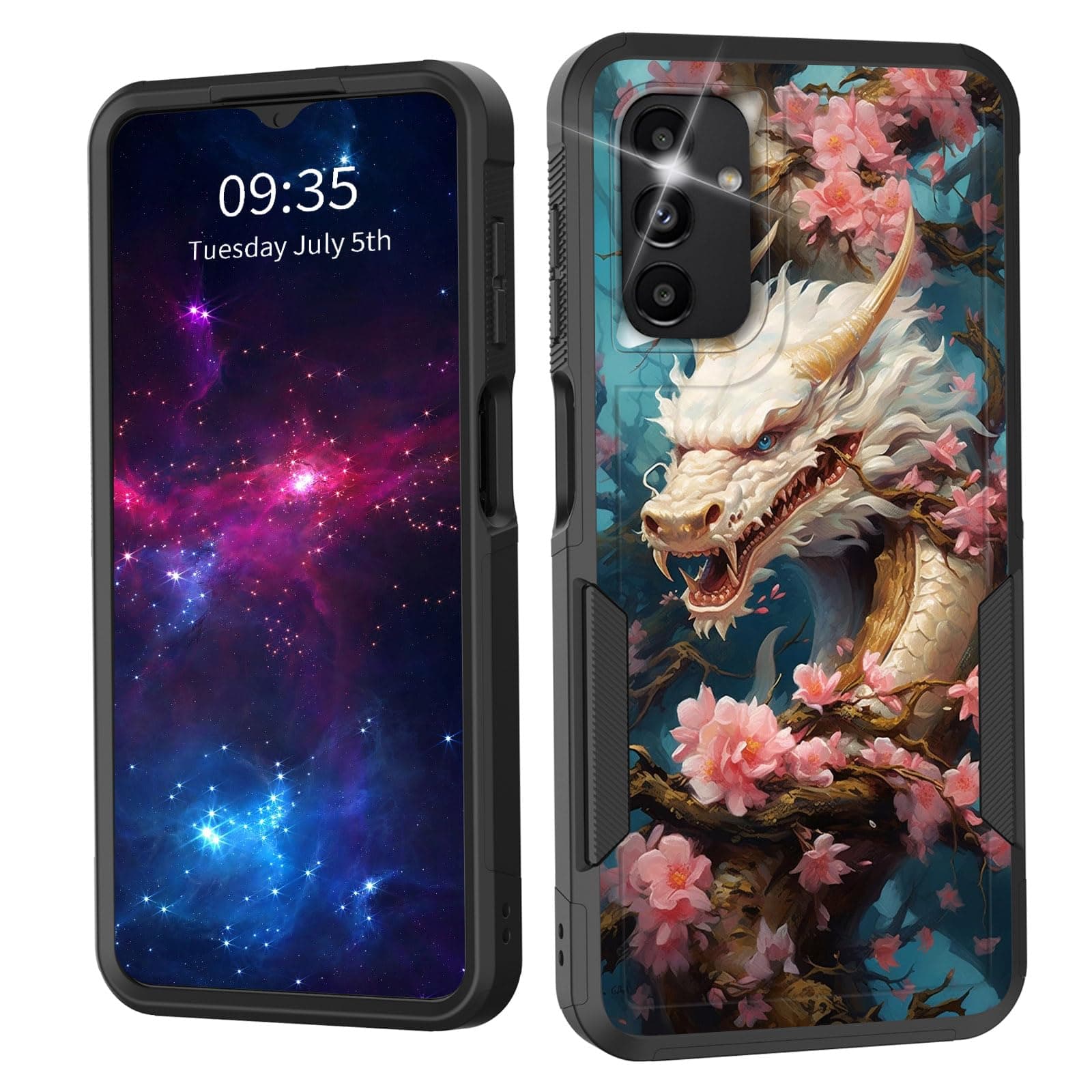 EFGWSDER for Galaxy A15 5G Case,Heavy Duty Drop Protection Full Body Rugged Shockproof Dual Layer Protective Tough Durable Cover for Samsung Galaxy A15 5G 6.5 inch,White Dragon