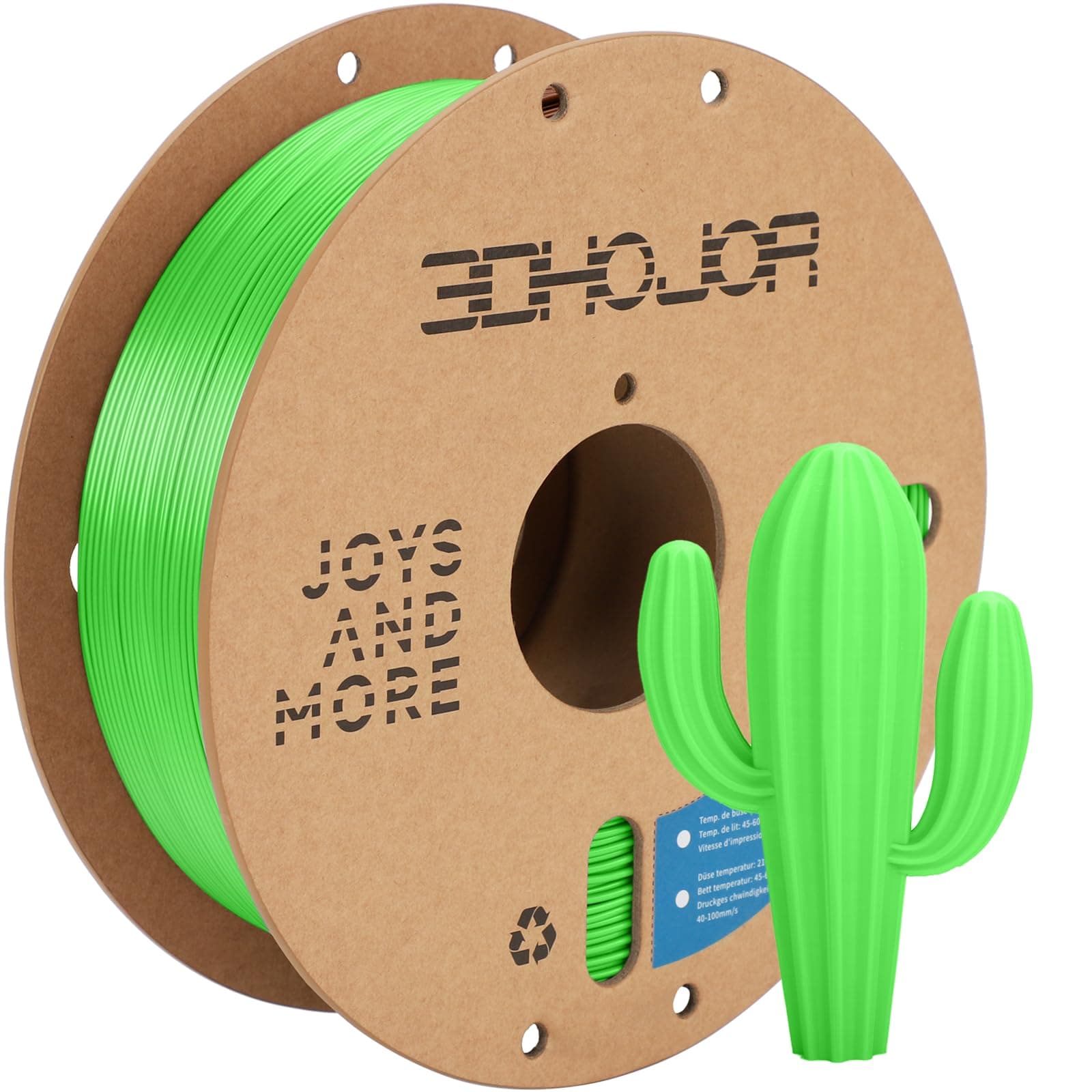 3DHoJor PLA Pro (PLA+) Filament 1.75mm, 3D Printer Filament, Cardboard Spool, Dimensional Accuracy +/- 0.03 mm-Peak Green, 1kg
