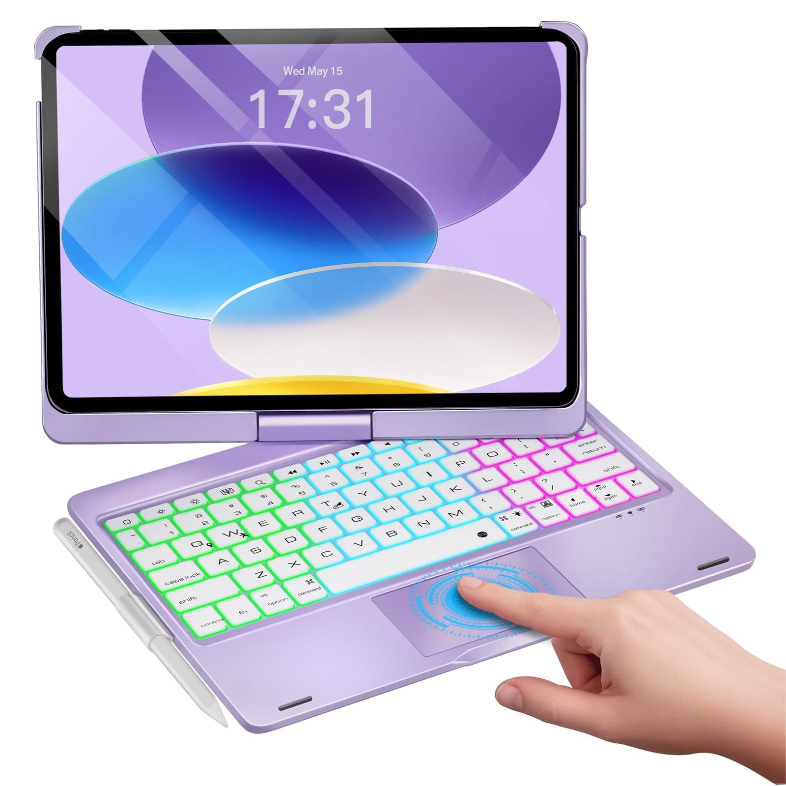 Baisla for iPad A16 11th/10th/Air 11 Keyboard Case,360Rotating,Light Purple