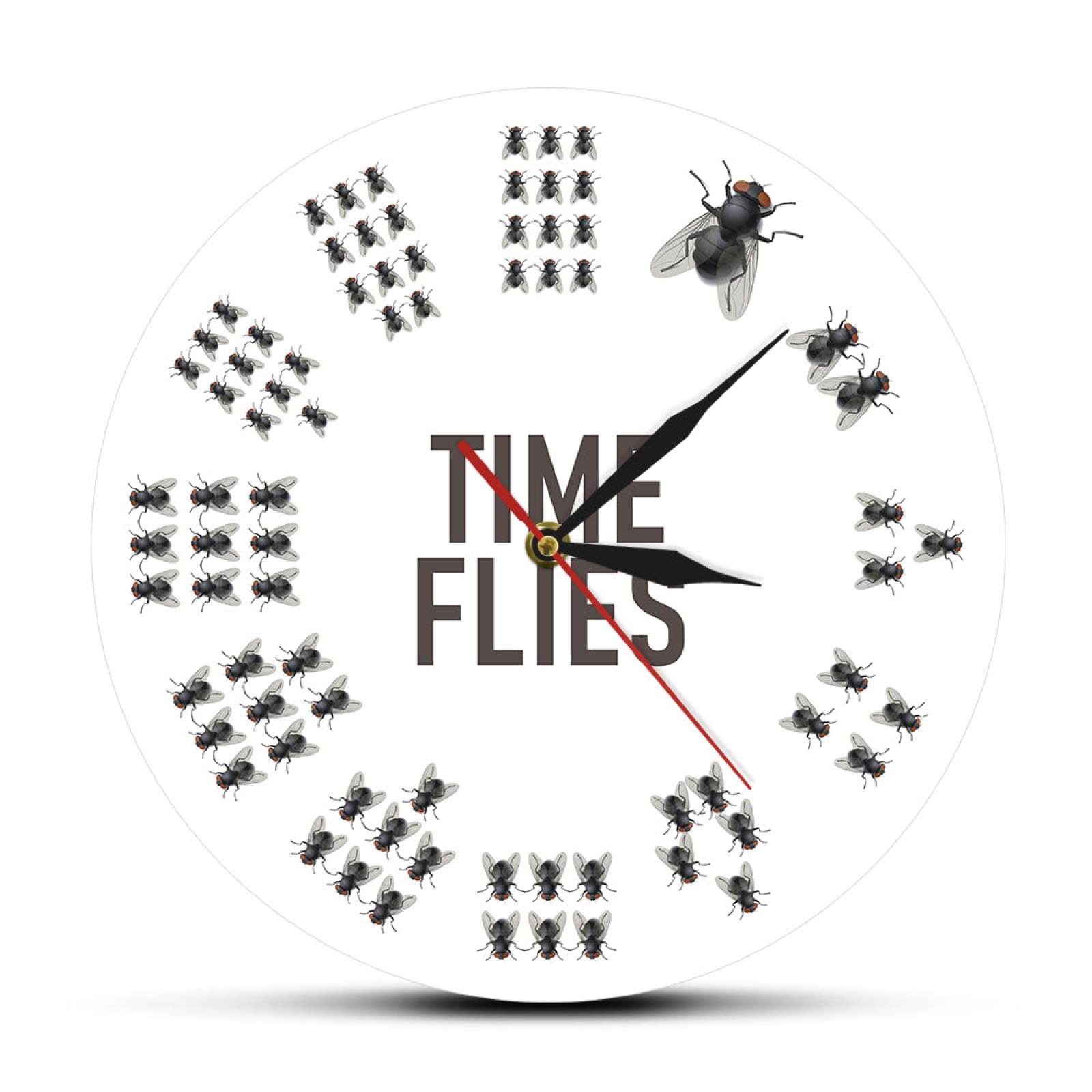 OTKU 12 inch Silent Wall Clock Modern Pun Joke Time Flies Silent Acrylic Printing Wall Watch Clock Entertaining Quartz Watch Room Decor Quartz for Modern Home Decor