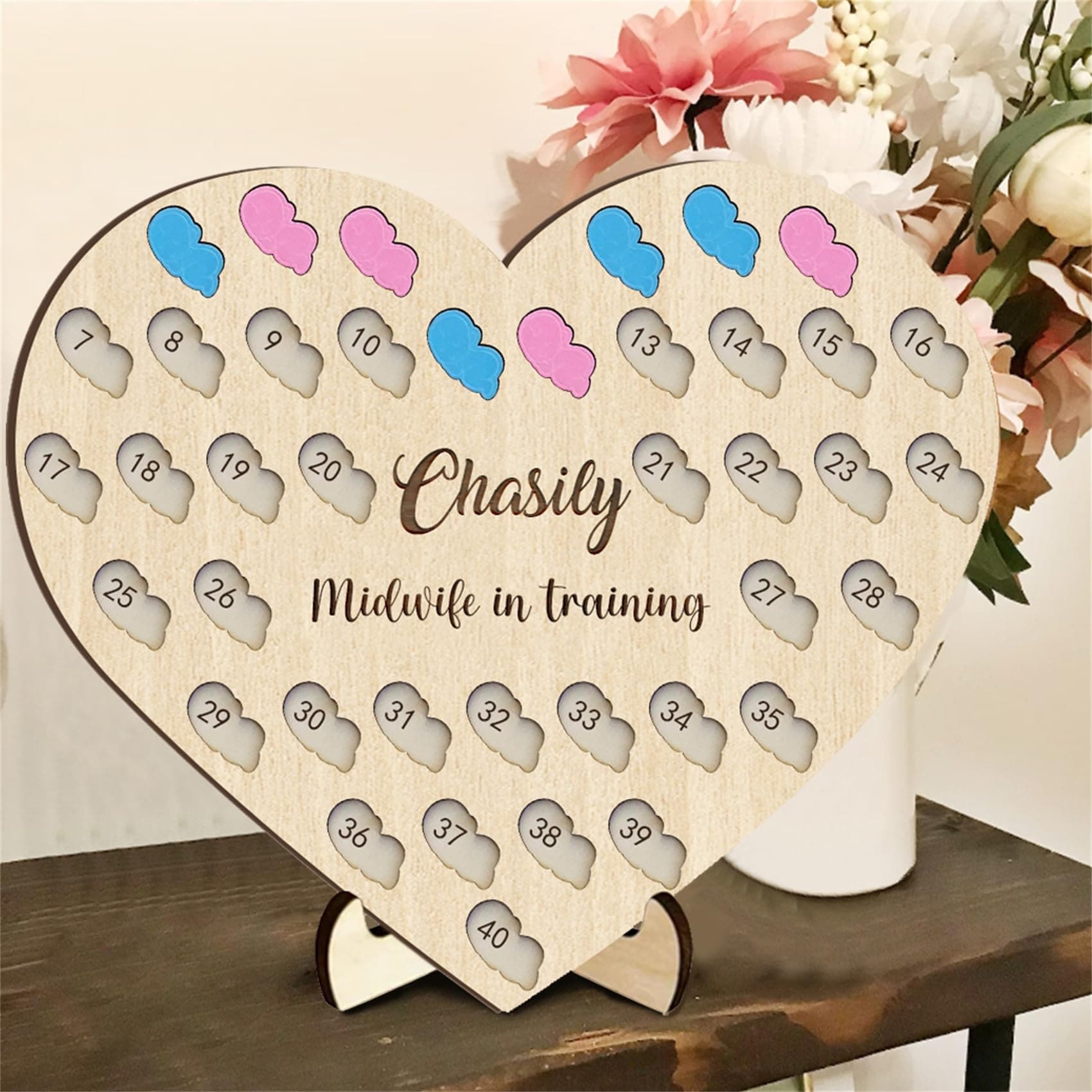 Personalised Midwife in Training Birth Counter Custom Name Student Midwife Birth Counting Board Midwife Counting Chart Midwife in the Making Counting Board Student Midwife Gift(Style 6-Wood)