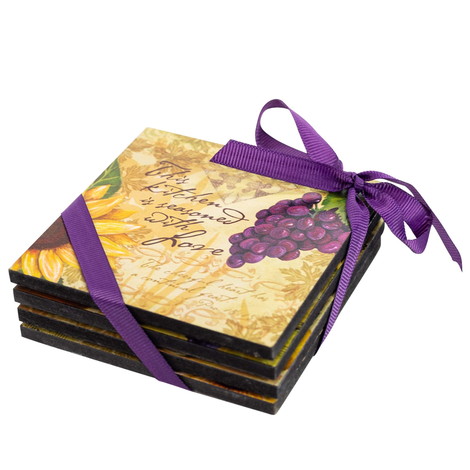 Divinity Boutique Bella Vita Wooden Coaster 4-Pack, Multicolor