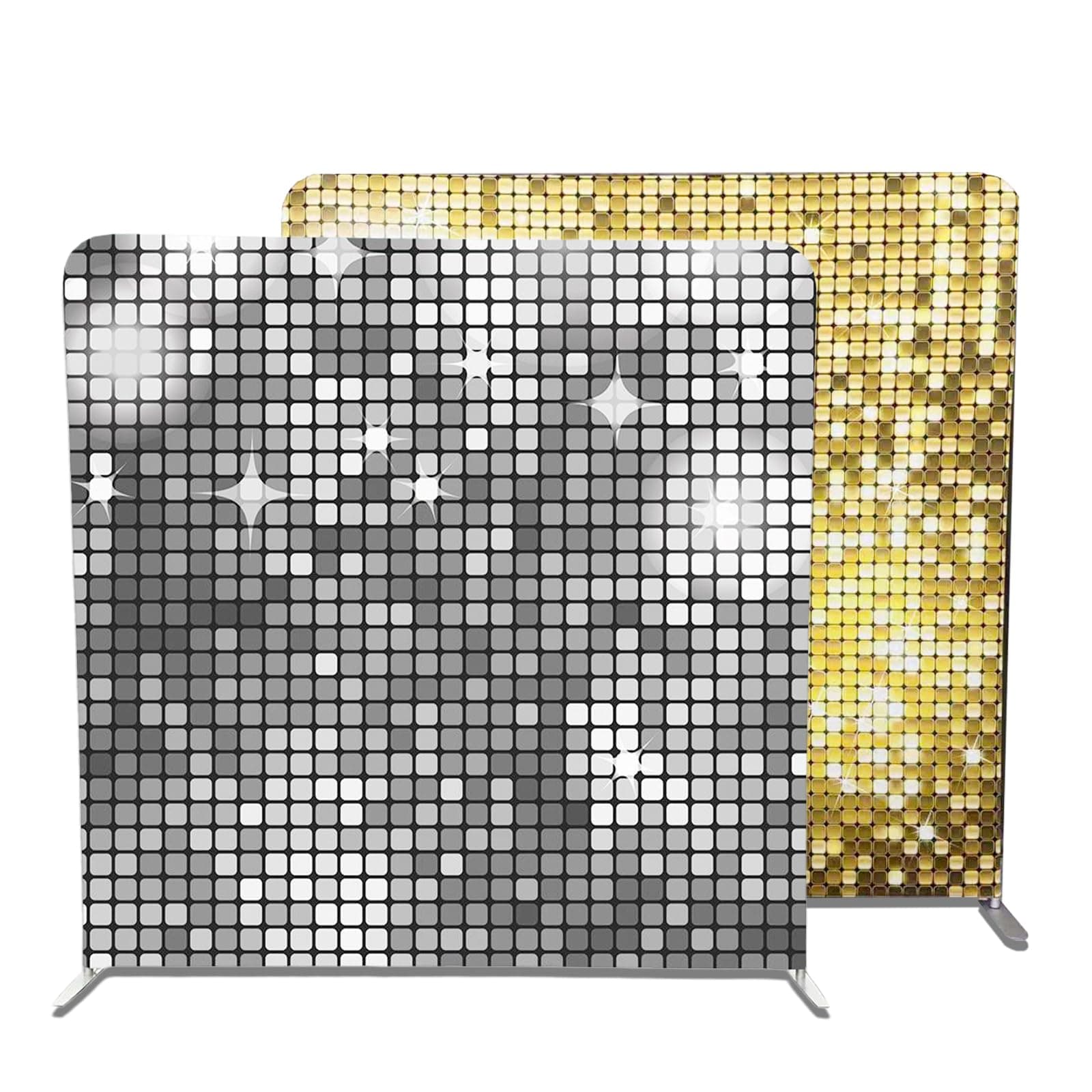 8x8-foot Double-Sided Gold and Silver Backdrop (Includes Stand),for Weddings,Birthdays,Christmas,Baby Showers,Carnivals, Easter,Photo Shoots,Photo Booths,Backdrop Decorations and Other Occasions