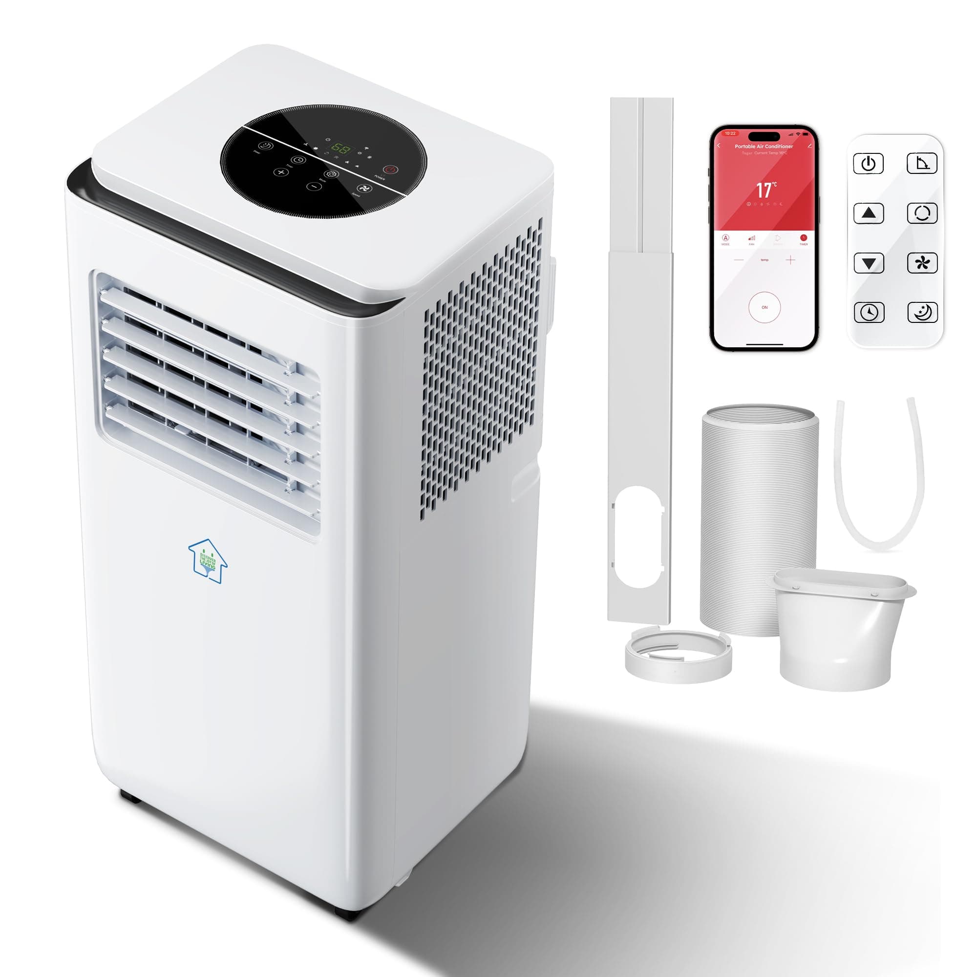 Alphaappliance 10,000 BTU Smart Air Conditioner with Heat, Auto-Evaporation Portable AC Unit with 4 Modes 2 Speeds/APP/Fast Cooling/Dehumidifier/Fan Mode/24Hrs Timer for Bedroom/Office
