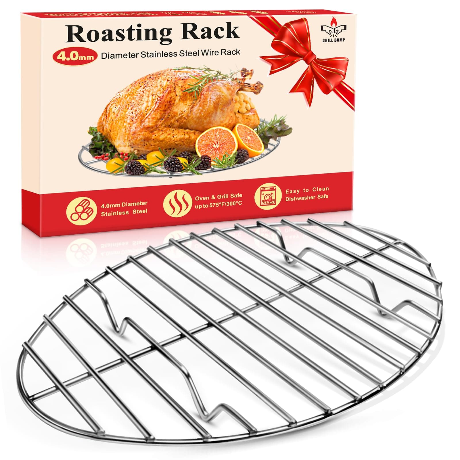 12inch Stainless Steel Roasting Rack, Oval Roasting Rack for Oven Rack with Cooking, Grilling, Drying, Gifts for Mom Woman Wife