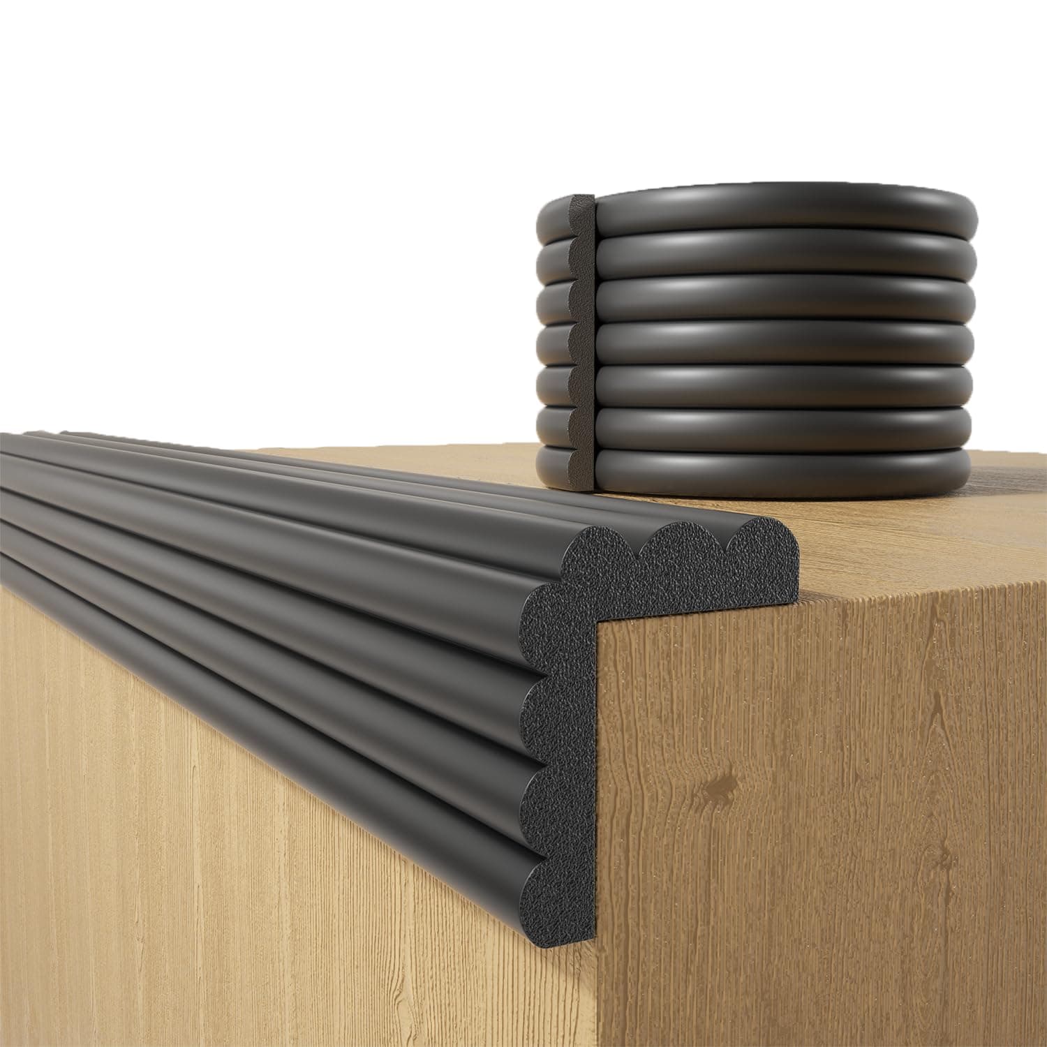 Baby Proofing Wall Corner Protector,Edge Guard Corner Protector,6.56ft Thinken Soft Corner Protectors Pre-Taped Soft Rubber Foam Edge Cushion for Furniture (Black, 6.56Ft x 11.8" W x 0.47" Th)