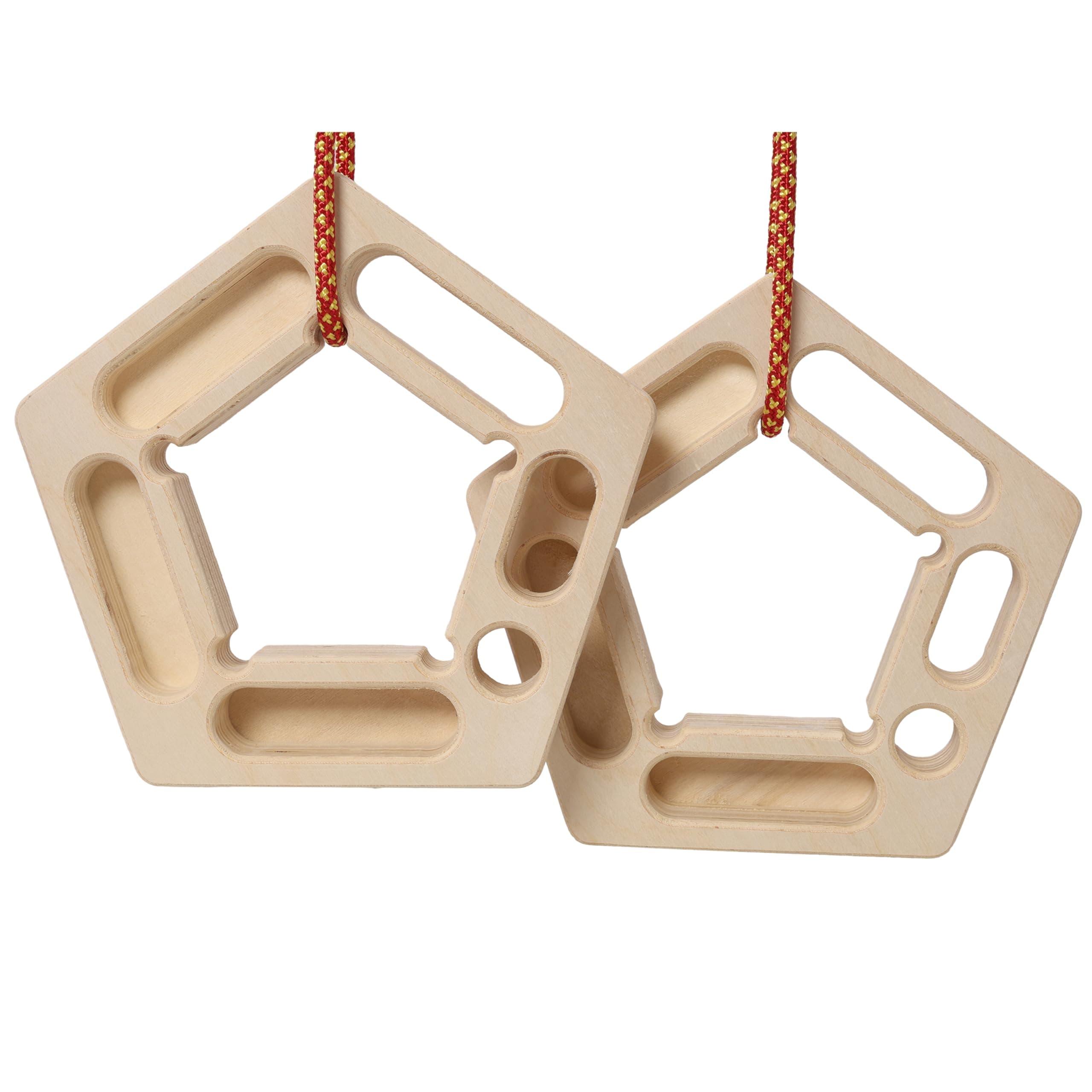 Forestflair 2 PCS Hangboard Rock Climbing, Wooden Climbing Hangboard with Rope, Training Finger Grip for Indoor Outdoor Home (Pentagon)