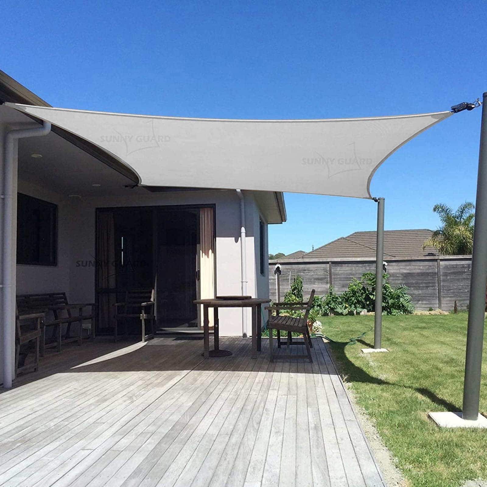 SUNNY GUARD 10' x 10' Rectangle Shade Sail 95% UV Block Outdoor Canopy