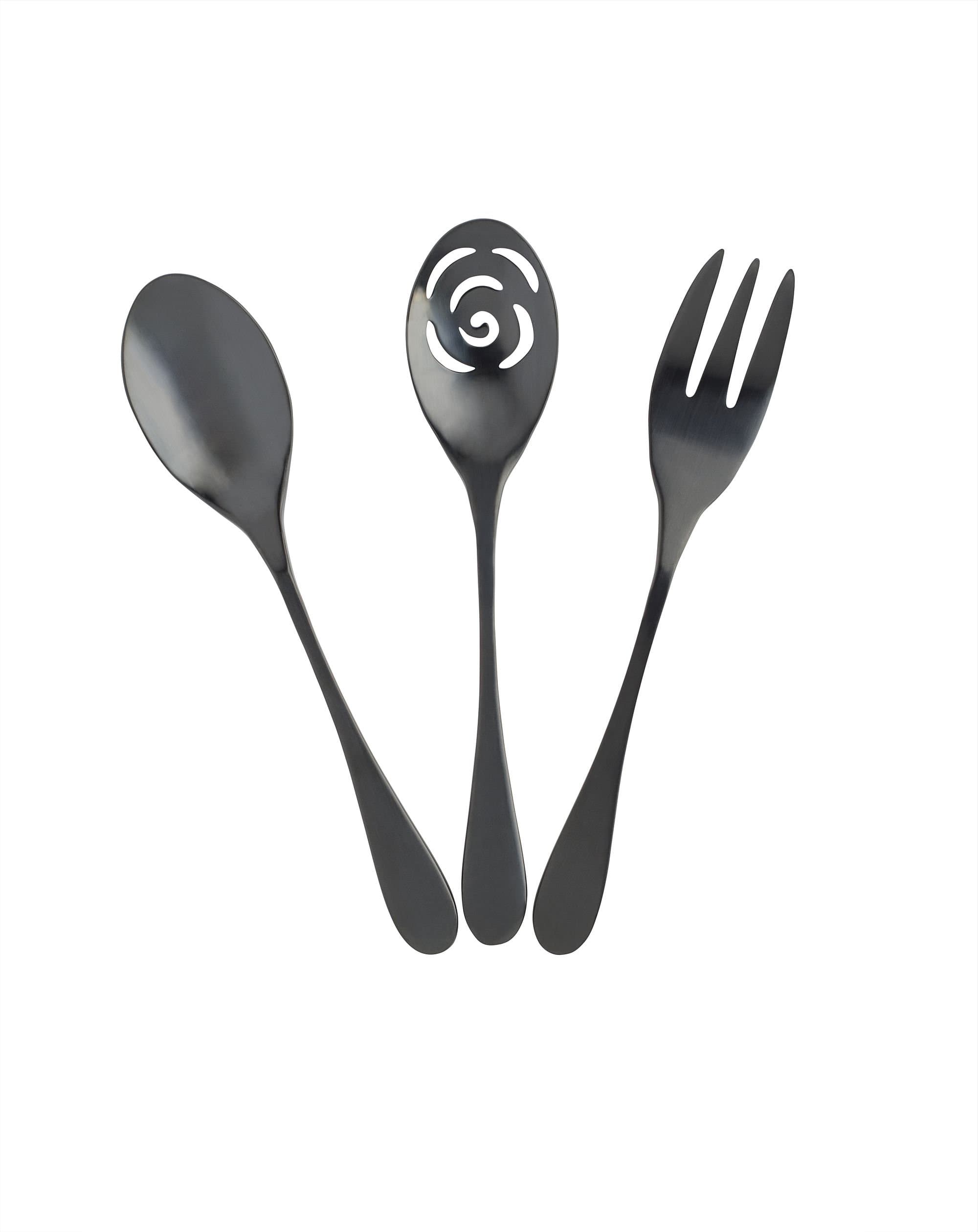Knork Titanium Coated Stainless Steel Serving Set, Matte Black