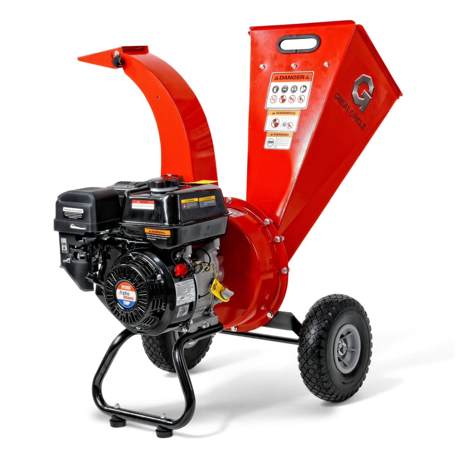 GreatCircleUSA Mini Wood Chipper Shredder, 7HP Gas, 3 in