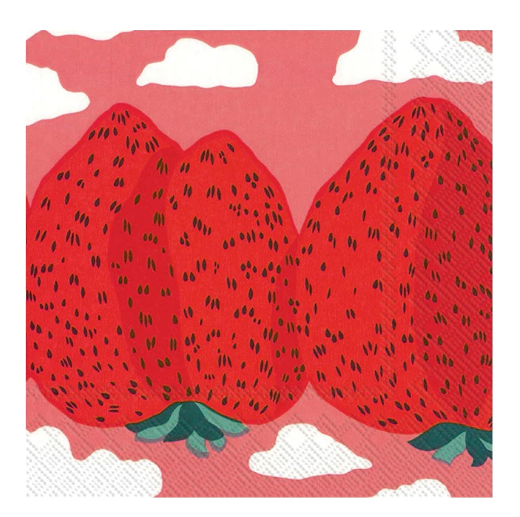 IHR Ideal Home Range Cocktail Napkins Marimekko Disposable 3-Ply Paper Party Napkin Pack, 5" x 5", Mansikkavuoret (Pink & Red), 20-Count