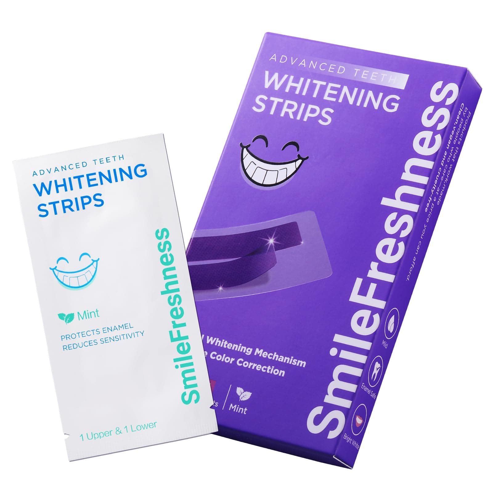 SmileFreshness Purple Teeth Whitening Strips, 14-Day Treatments, Mint