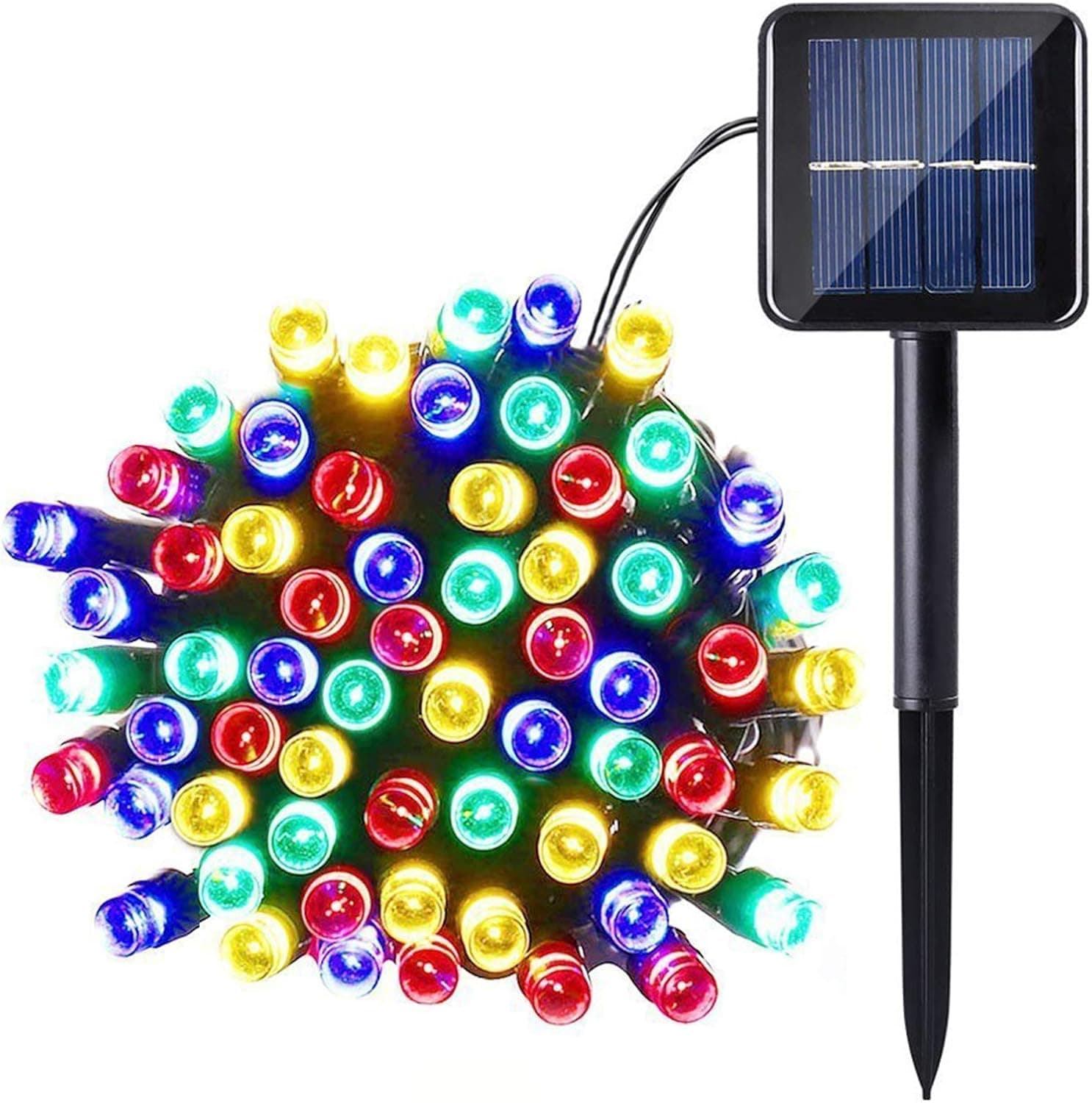 JAYIJAXIN 39FT 100 LED Solar String Fairy Lights Outdoor 8 Modes Multicolor