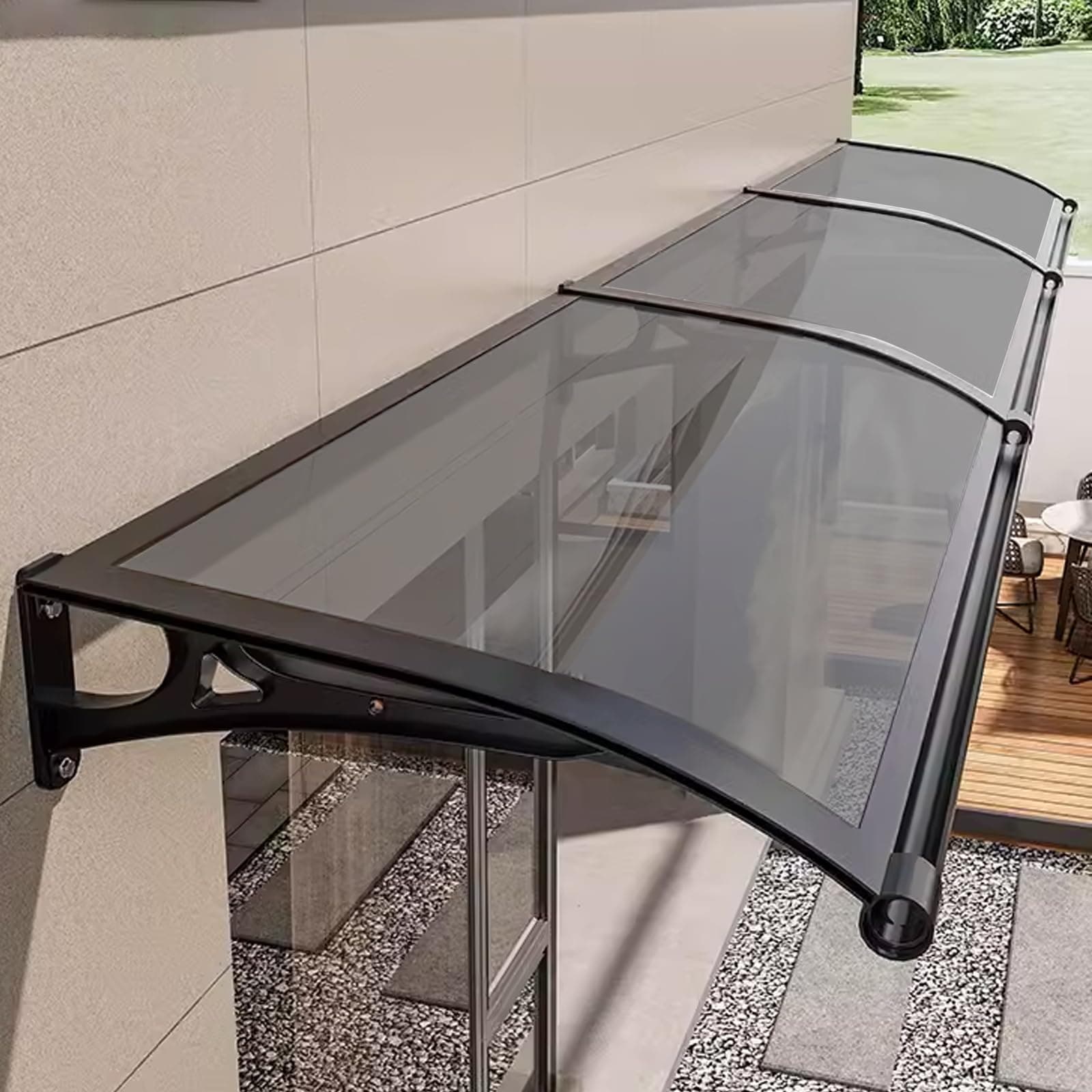 Door Awnings Exterior, Polycarbonate Cover Awnings for Doors Entrance, Awning for Door Window Exterior with Aluminum Bracket for Sun Shutter, UV, Rain and Snow Protection (B,80x300cm/32x118in)