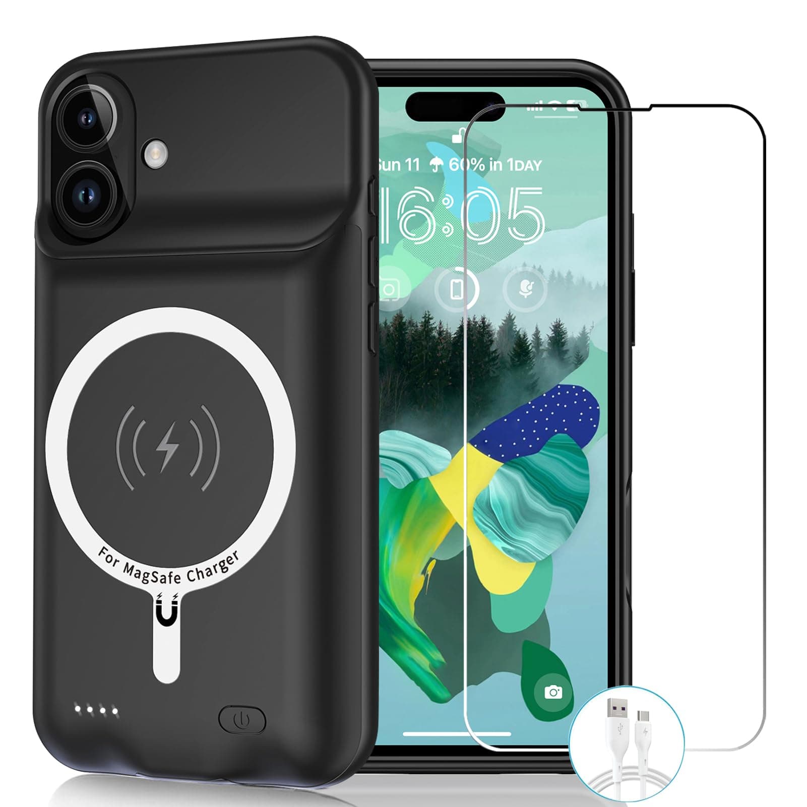 JBUBN Battery Case for Z148, 7000mAh Slim Portable Rechargeable Battery Pack Charger Case Compatible with iPhone 13 Pro (6.1 inch) Extended Battery Charging Case (Black)