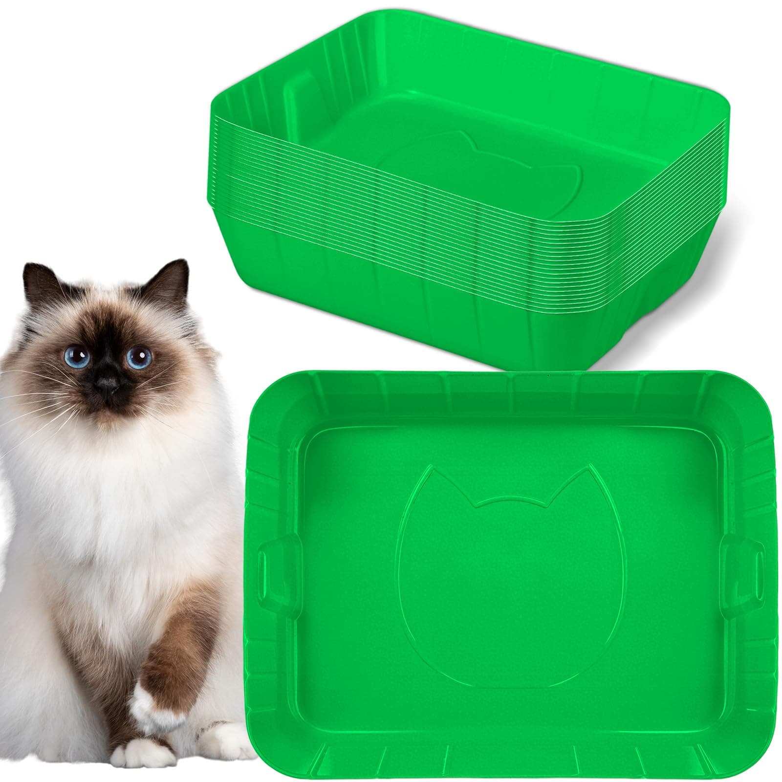 Bokon 25 Count Disposable Litter Box for Cats Large, Green