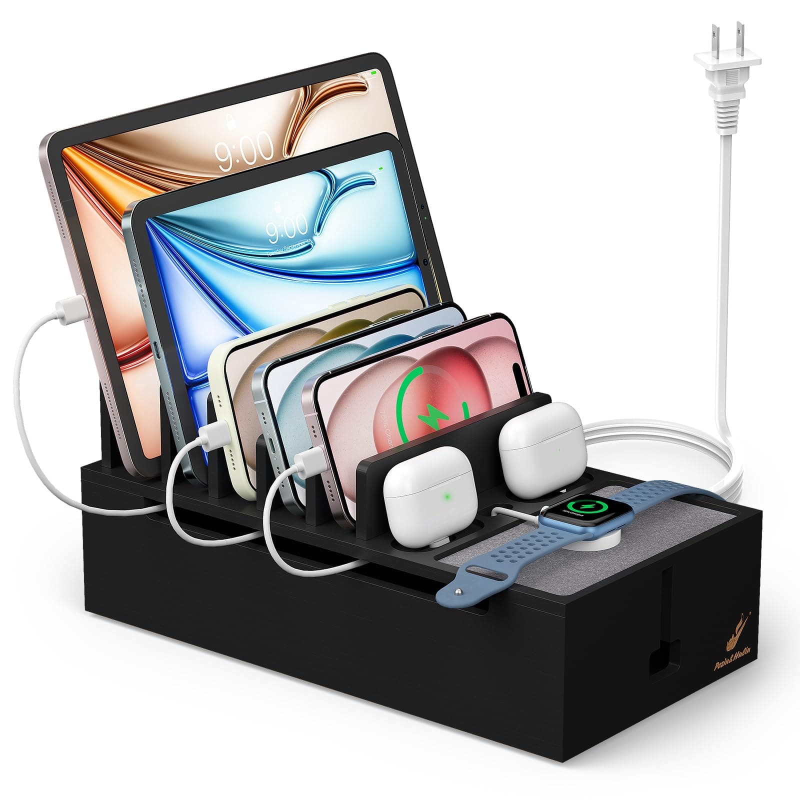 Pezin & Hulin Multi Charger Station Organizer - Black Bamboo